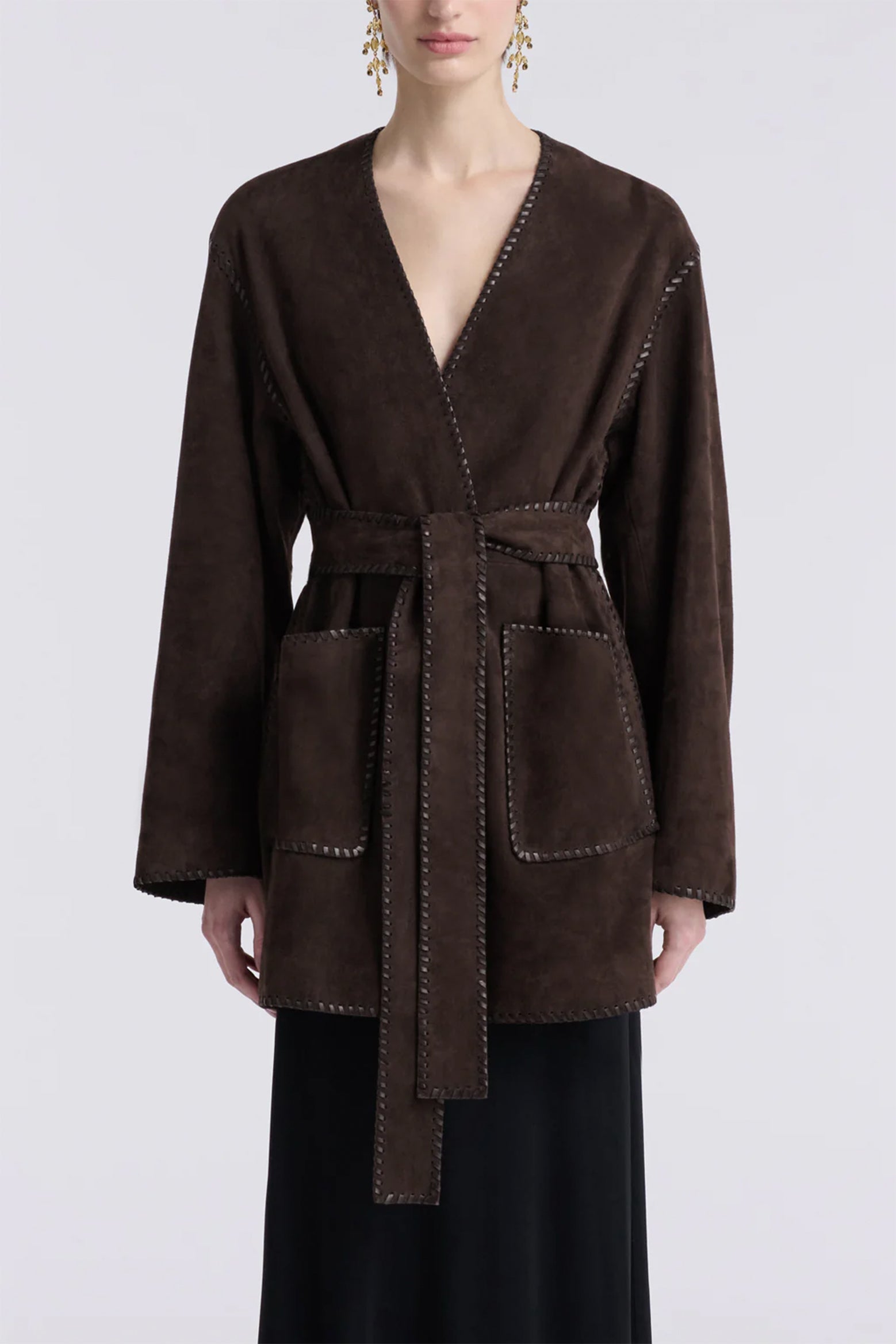 Anika Jacket in Mocha Suede by Nour Hammour available at The New Trend