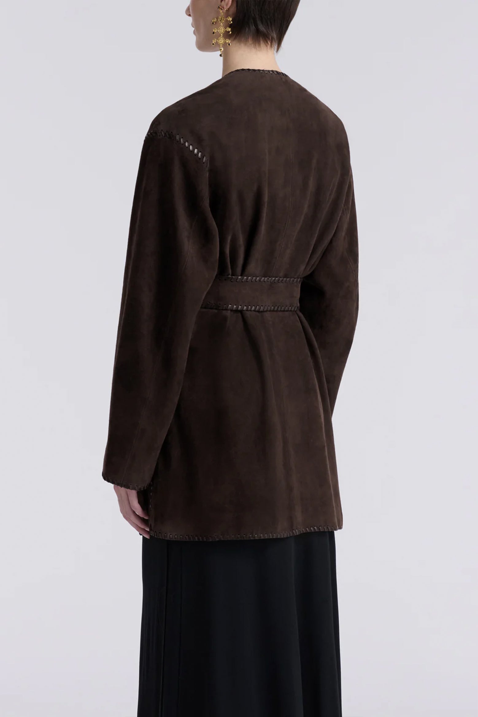 Anika Jacket in Mocha Suede by Nour Hammour available at The New Trend