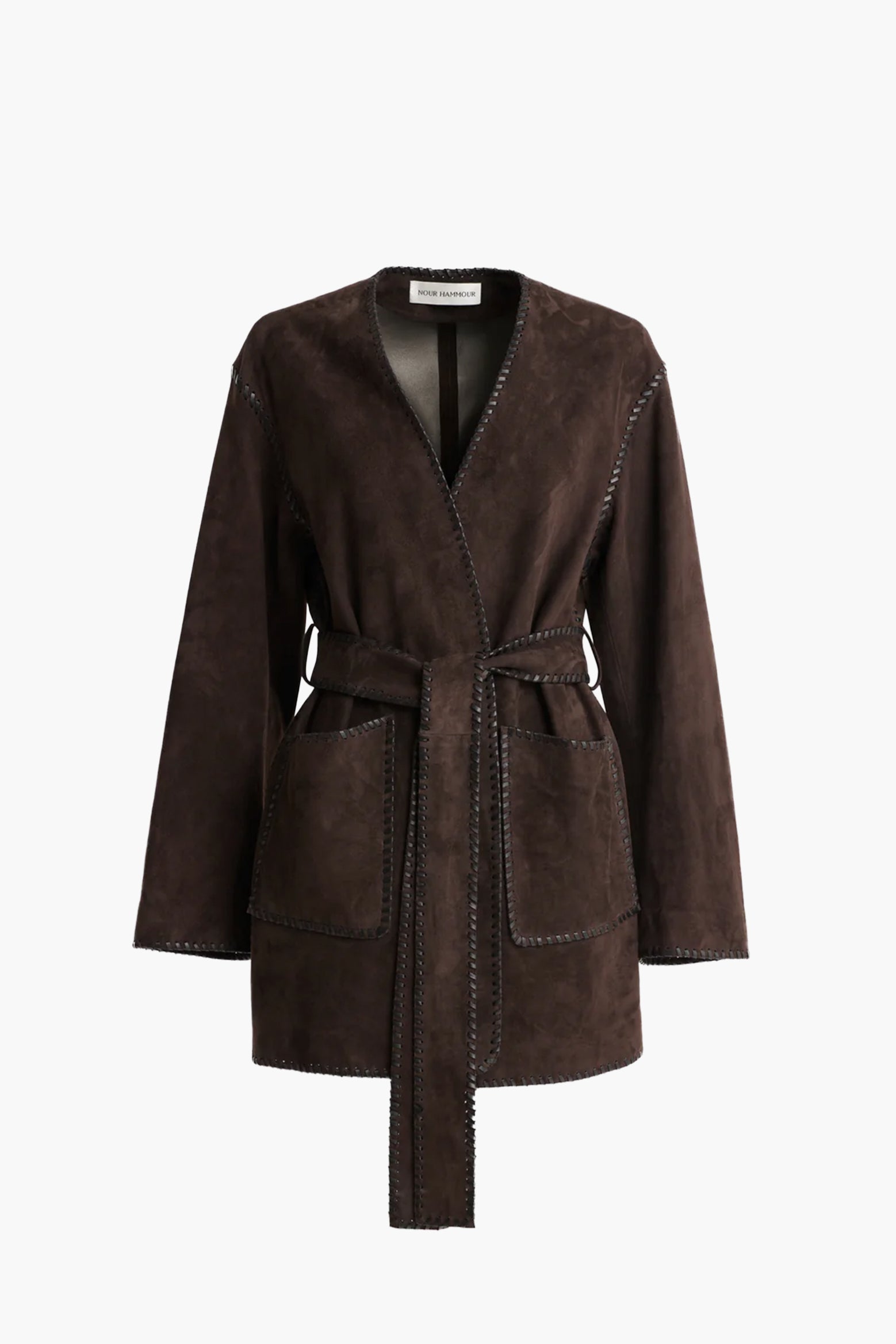 Anika Jacket in Mocha Suede by Nour Hammour available at The New Trend