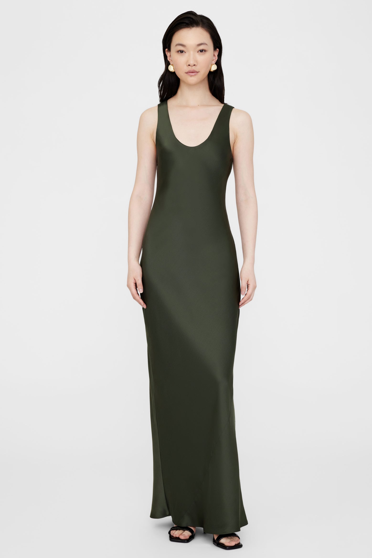 The Anine Bing Camille Dress in Dark Olive available at The New Trend Australia