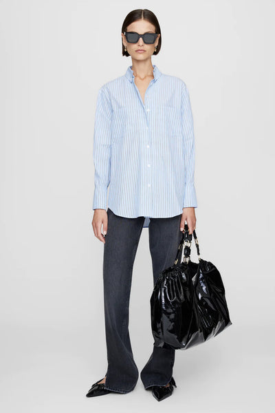 ANINE BING Catherine Shirt in Blue and White Stripe The New Trend