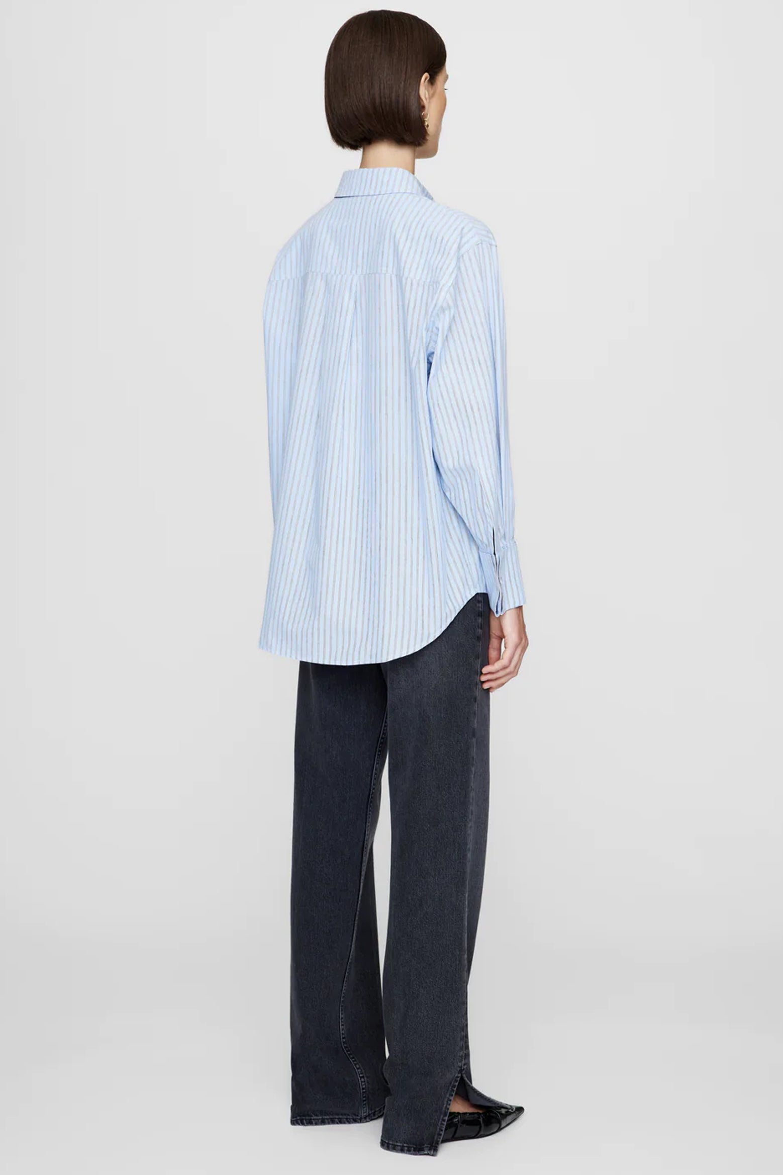 ANINE BING Catherine Shirt in Blue and White Stripe The New Trend