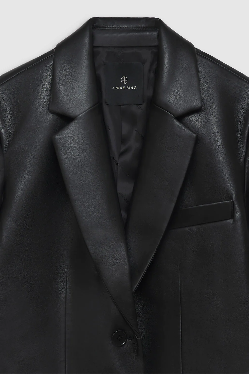 ANINE BING Classic Blazer Black Recycled Leather available at TNT The New Trend Australia.