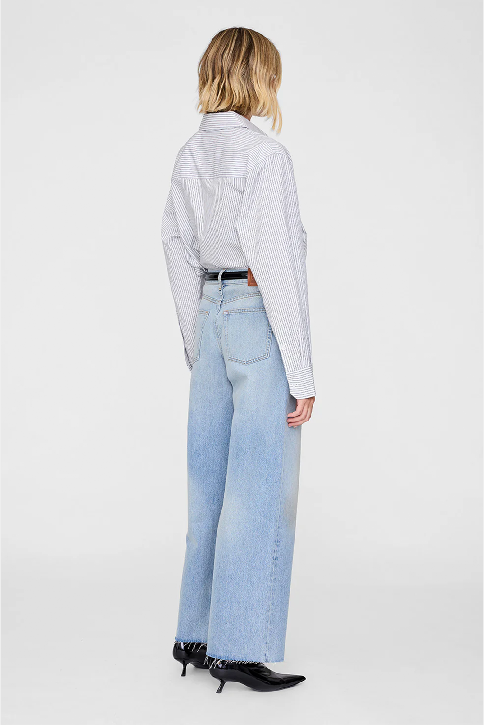 ANINE BING ESSIE SHIRT IN WHITE AND NAVY STRIPE | THE NEW TREND