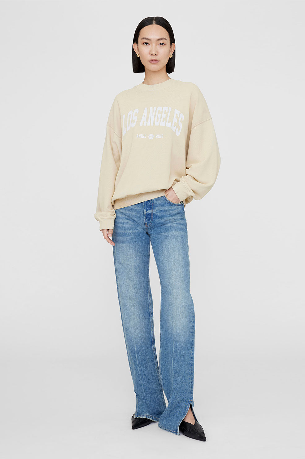 Anine Bing Jaci Sweatshirt Los Angeles in Yellow available at TNT The New Trend Australia.