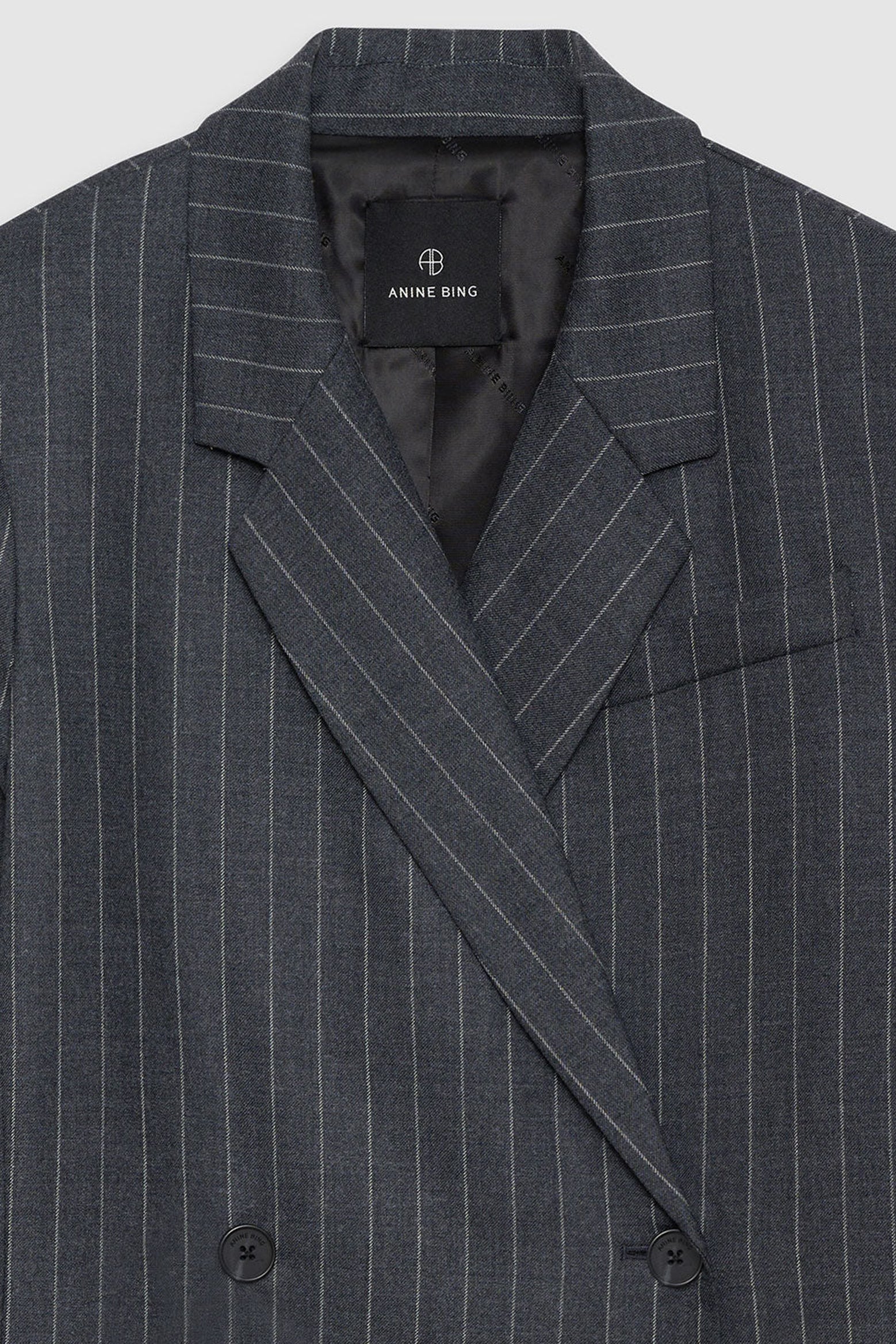 ANINE BING Kaia Blazer in Grey Pinstripe The New Trend