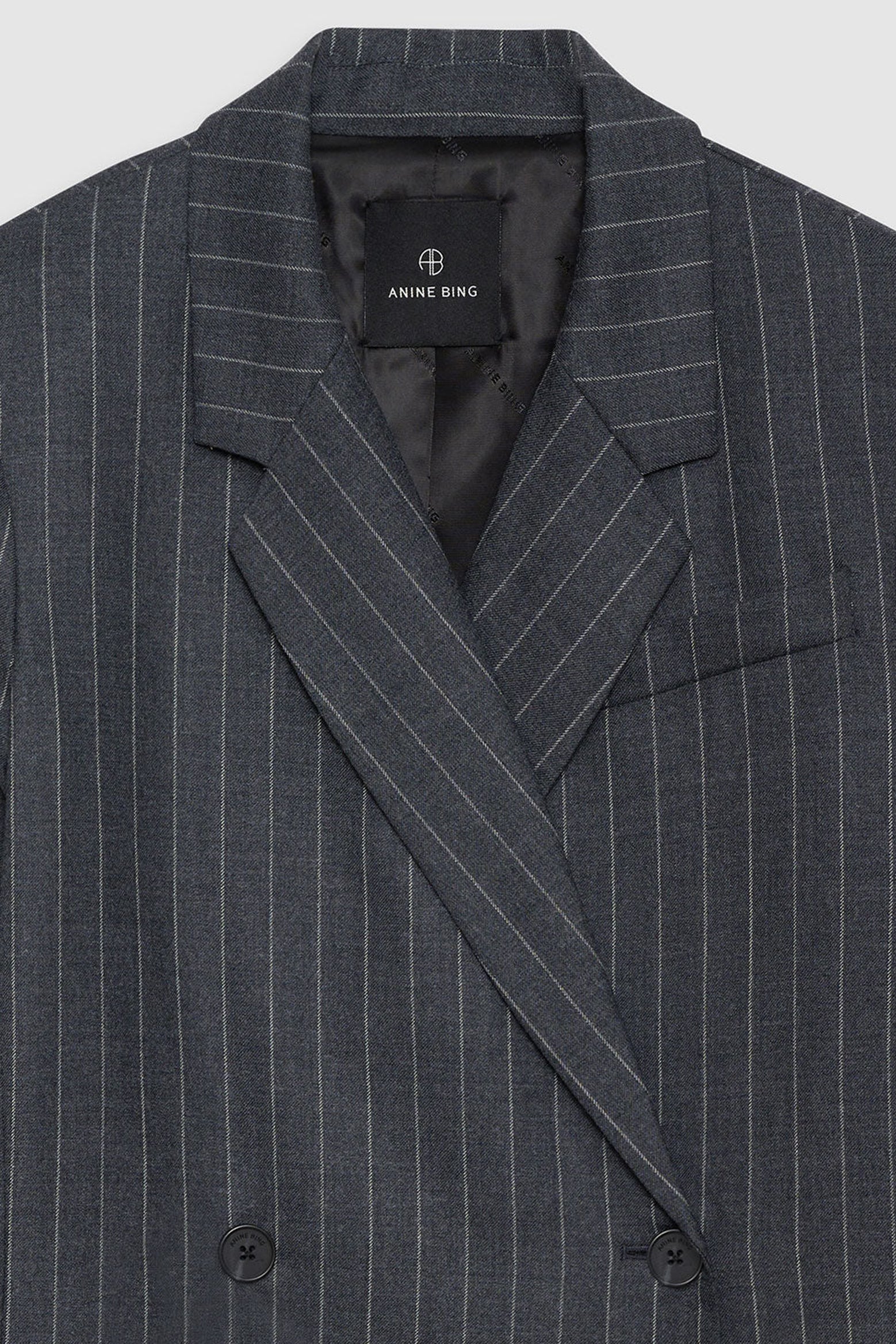 Anine Bing Kaia Blazer in Grey Pinstripe available at The New Trend Australia.