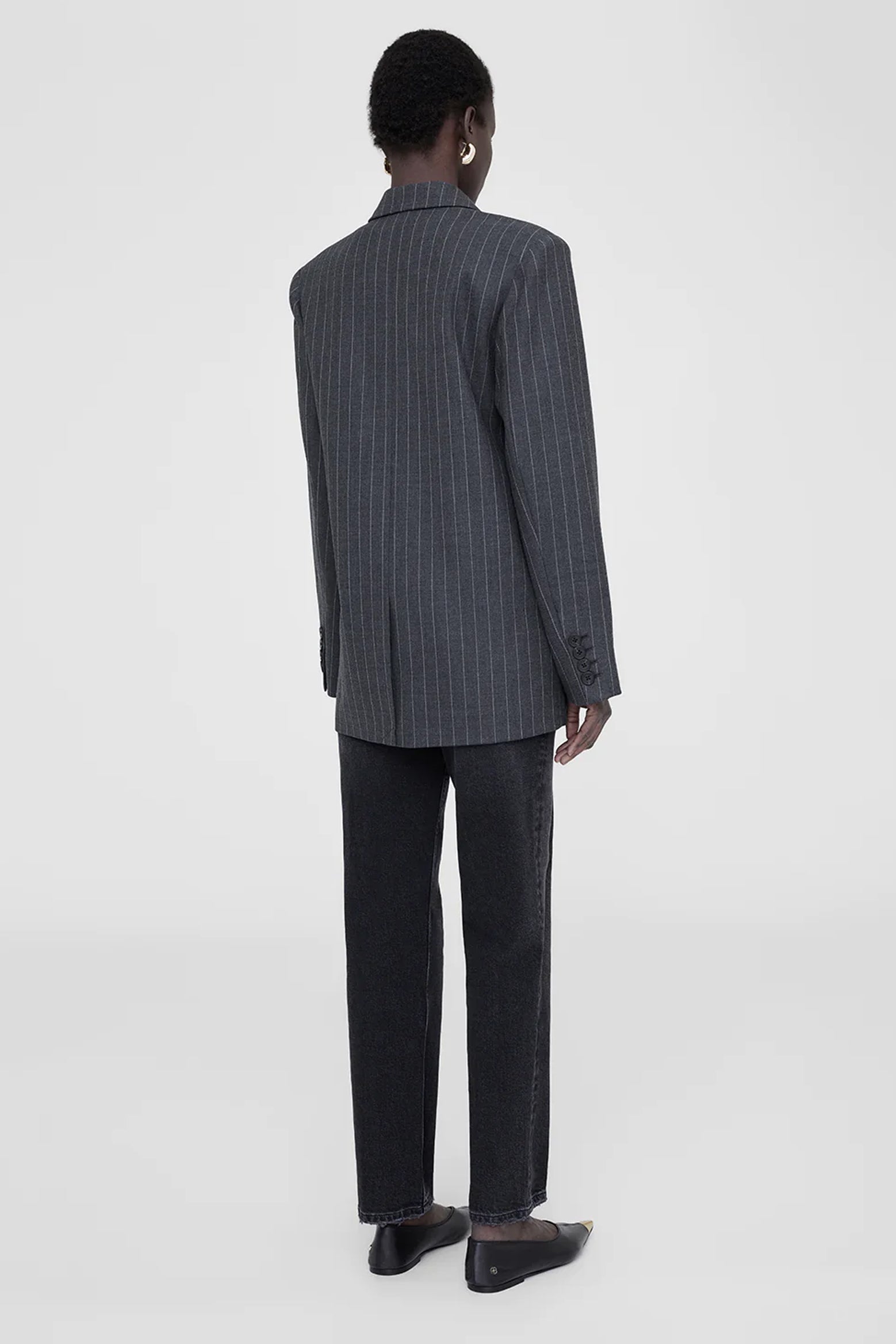 ANINE BING Kaia Blazer in Grey Pinstripe The New Trend