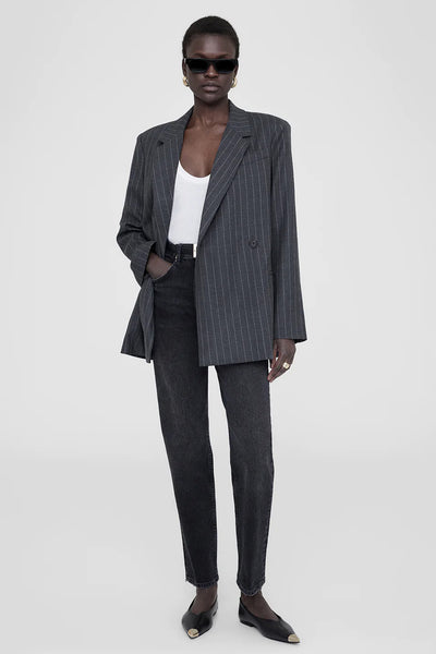 ANINE BING Kaia Blazer in Grey Pinstripe The New Trend