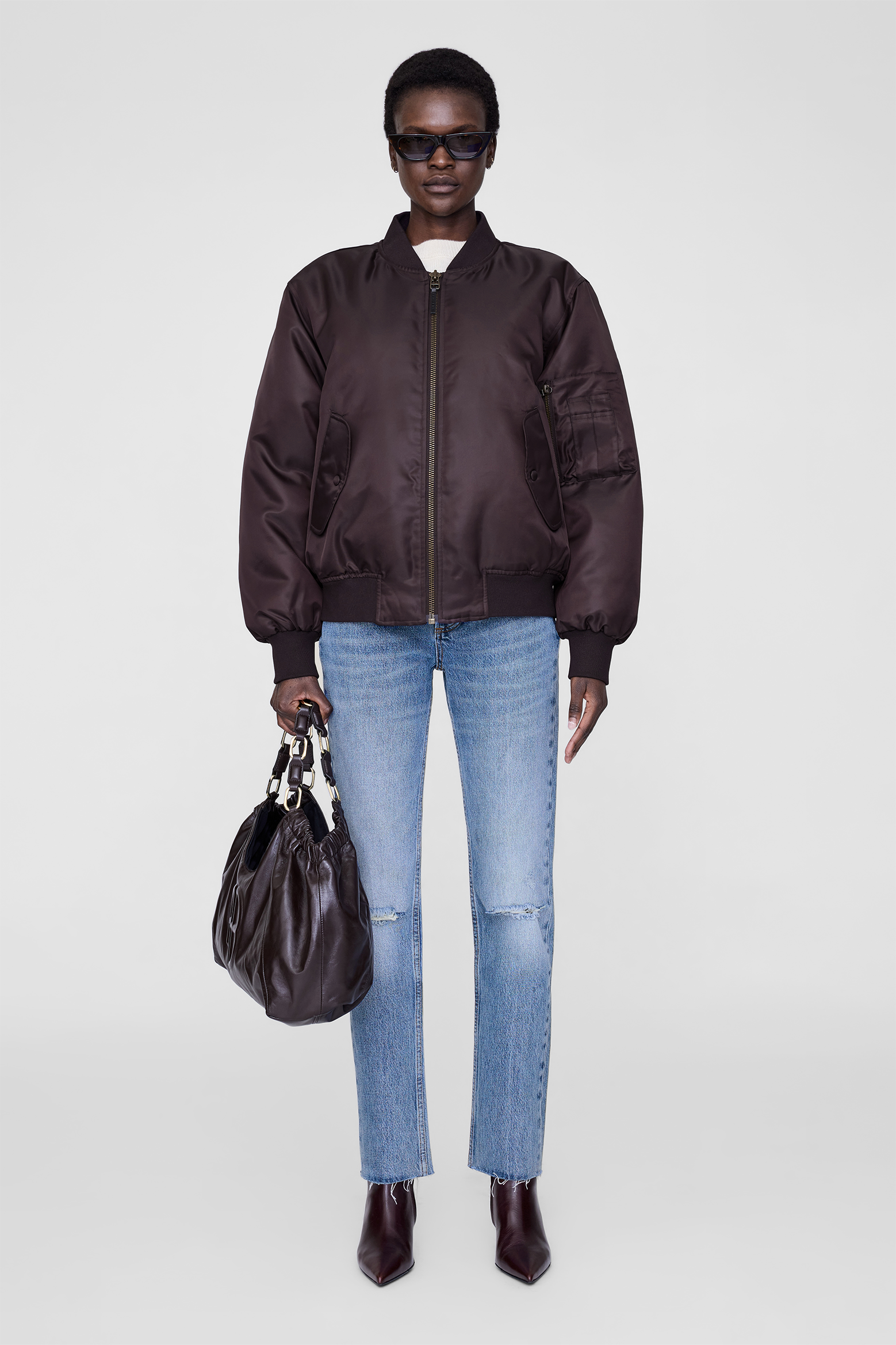 ANINE BING LEON BOMBER IN DEEP BROWN | THE NEW TREND
