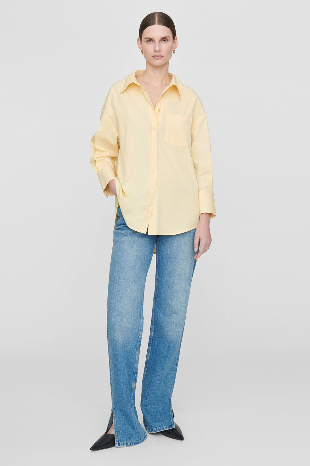 Anine Bing Mika Shirt in Yellow available at TNT The New Trend Australia.