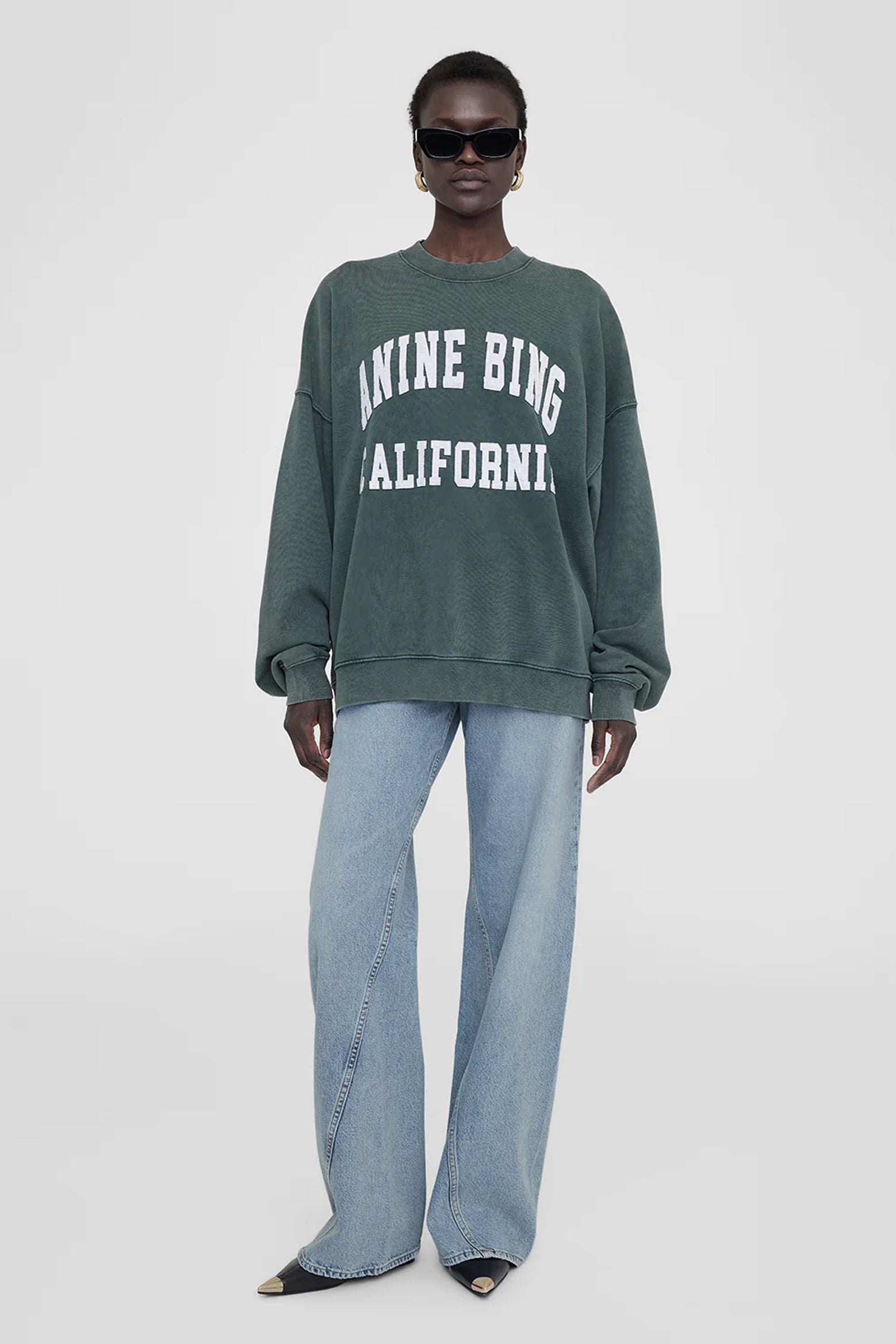 ANINE BING Miles Sweatshirt in Green The New Trend