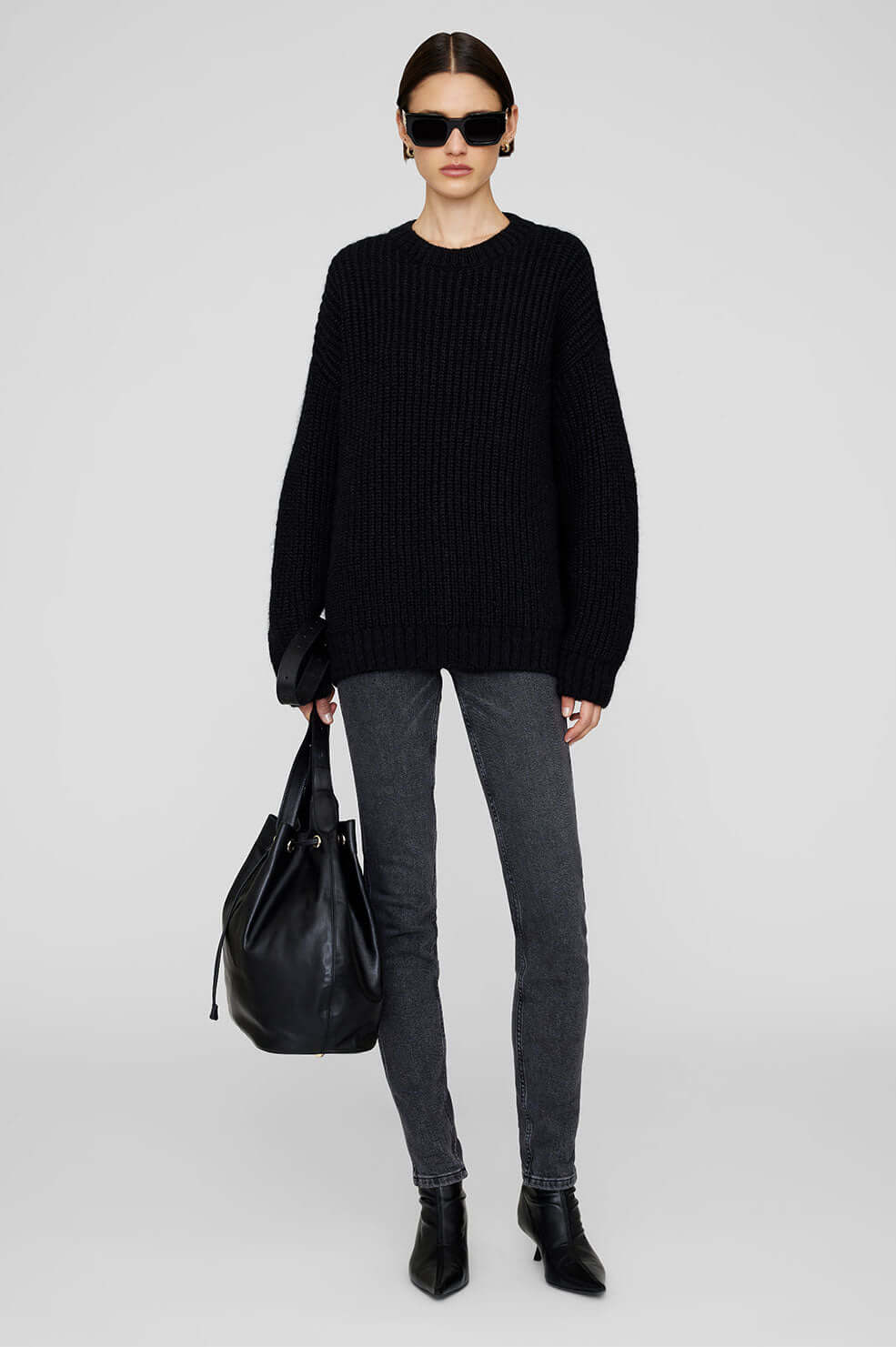 ANINE BING Sydney Crew Sweater in Black The New Trend