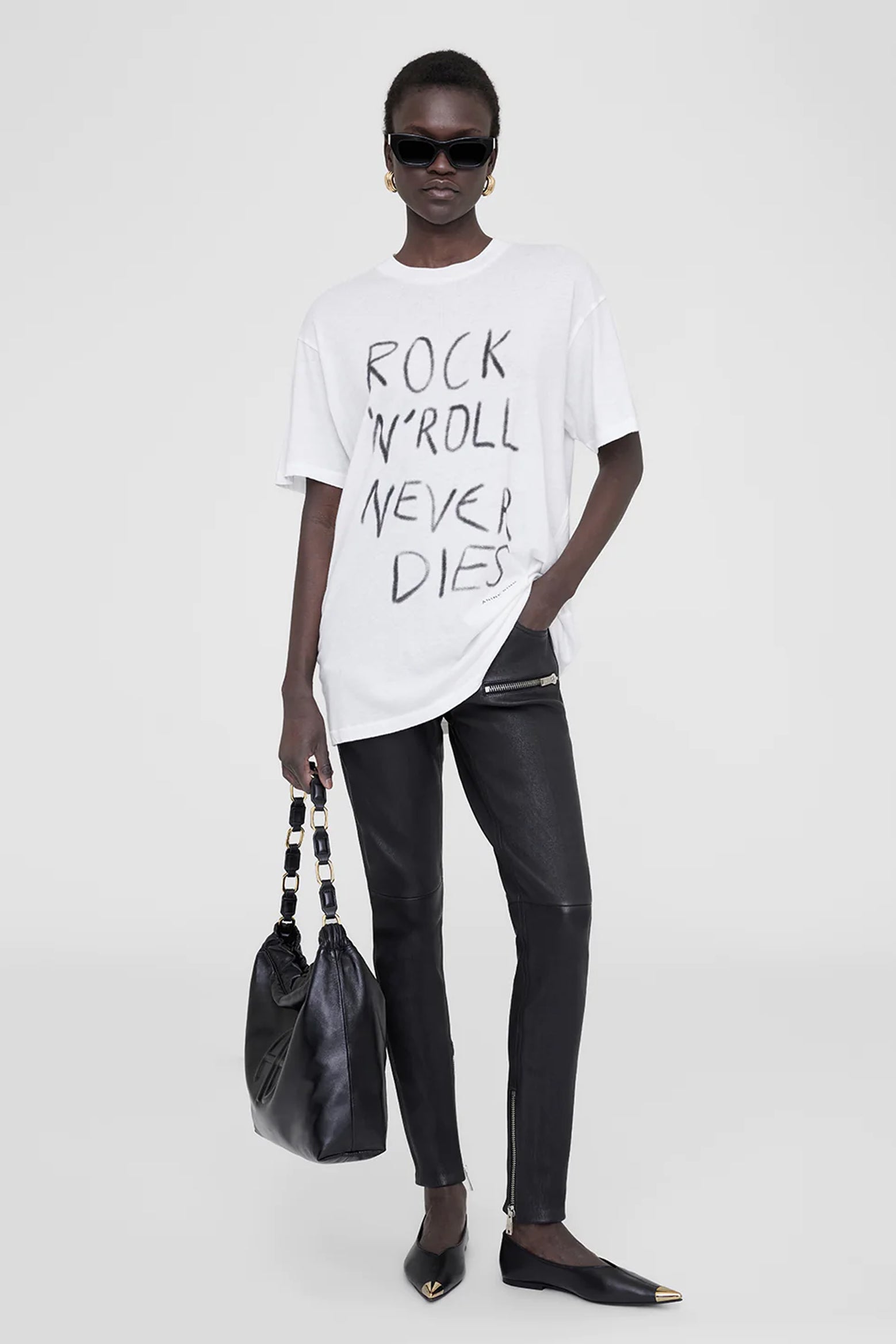 ANINE BING Walker Tee Rock N Roll in Ivory The New Trend