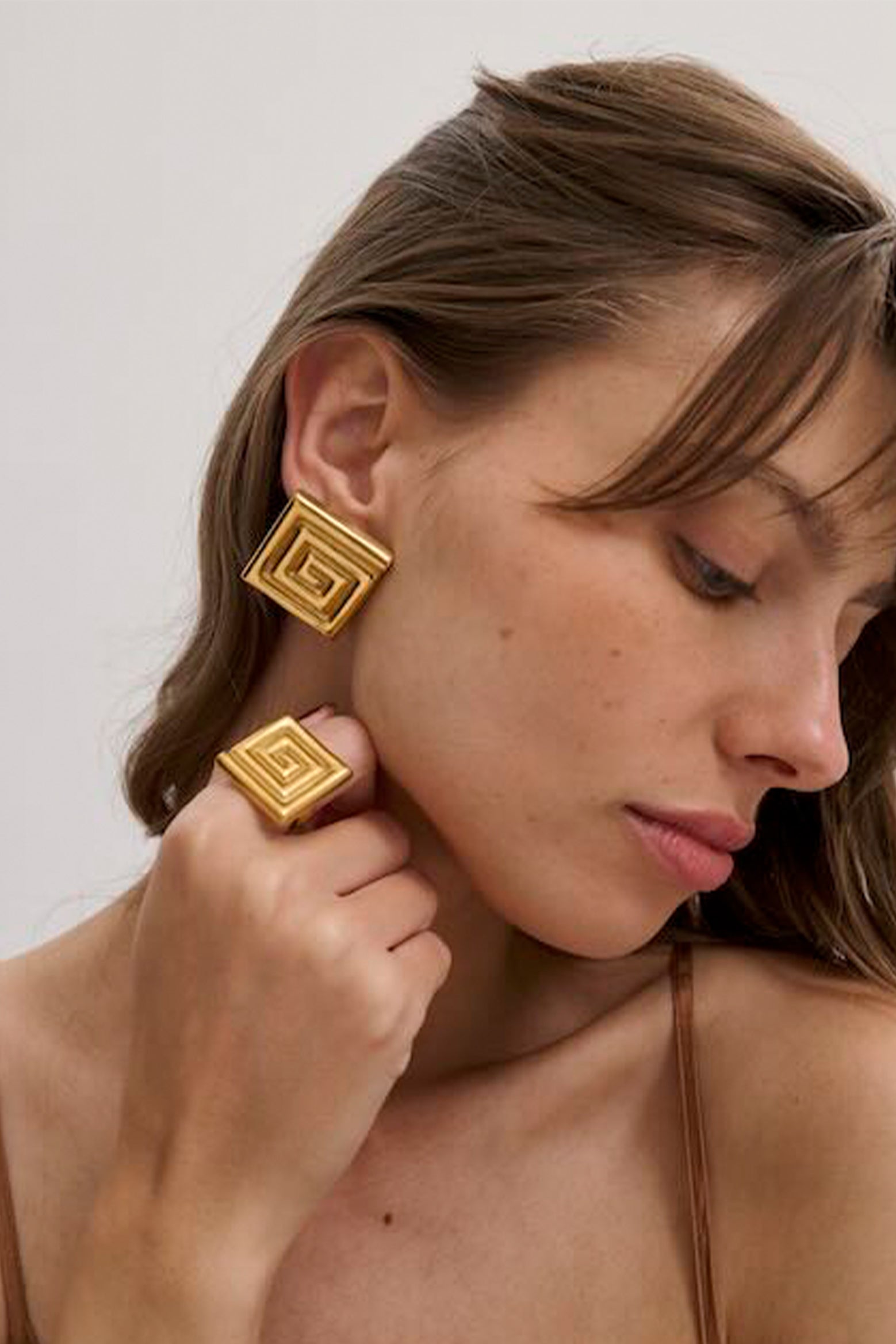 Anna Rossi Labyrinth Earrings in Gold available at The New Trend Australia. 