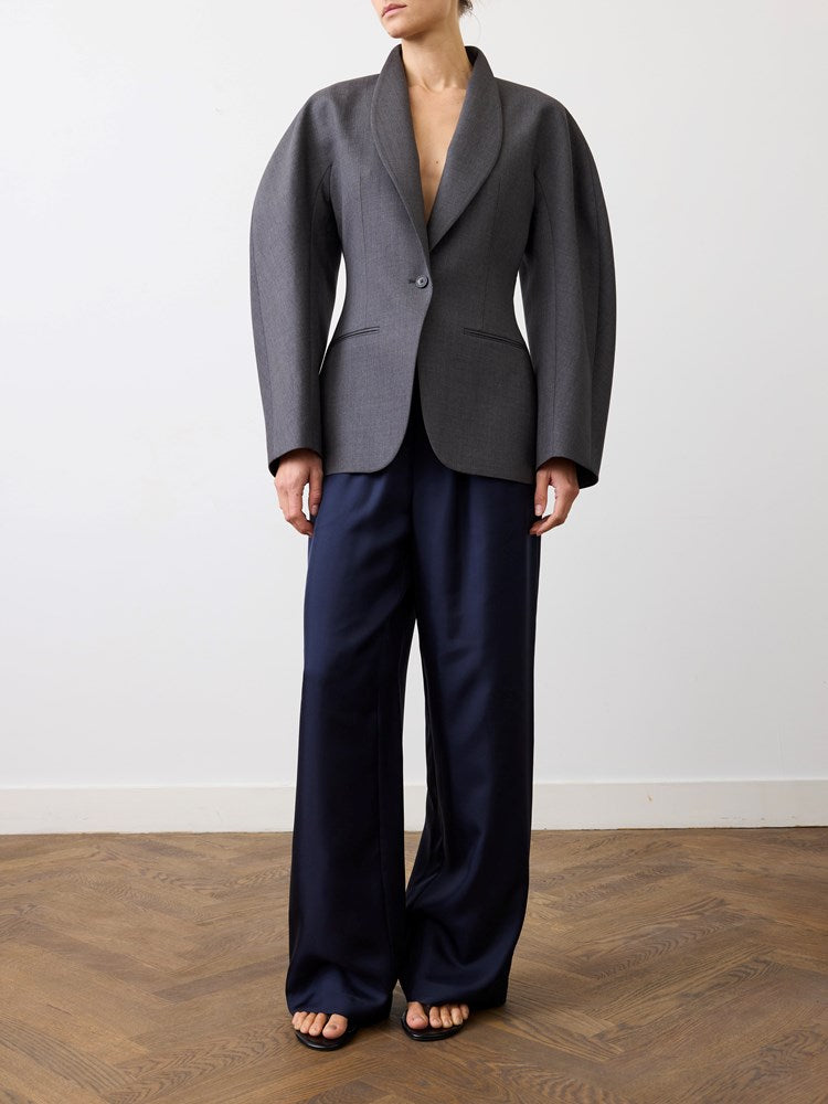 RÓHE BALLOON WAISTED BLAZER DARK GREY | THE NEW TREND