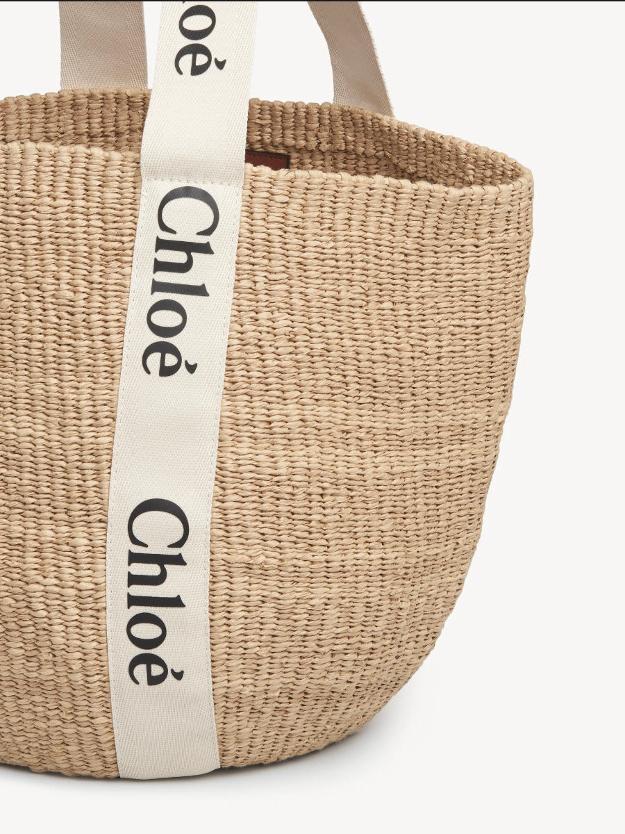 Chloé Woody Large Basket Bag in White available at The New Trend Australia.