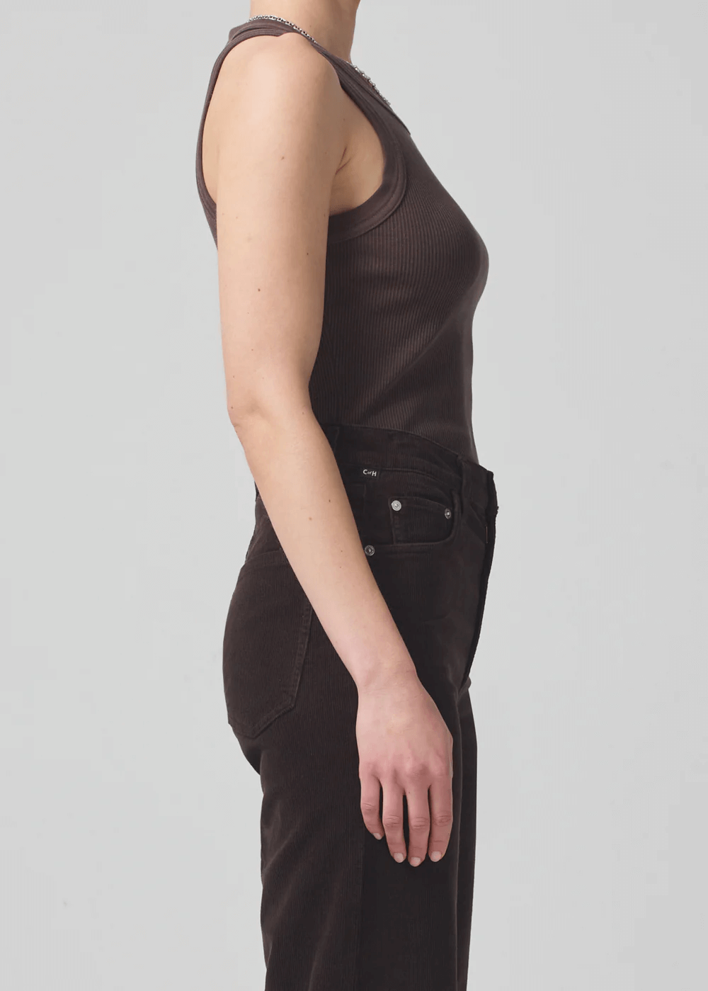 CITIZENS OF HUMANITY Isabel Rib Tank in Fig brown available at TNT The New Trend Australia.