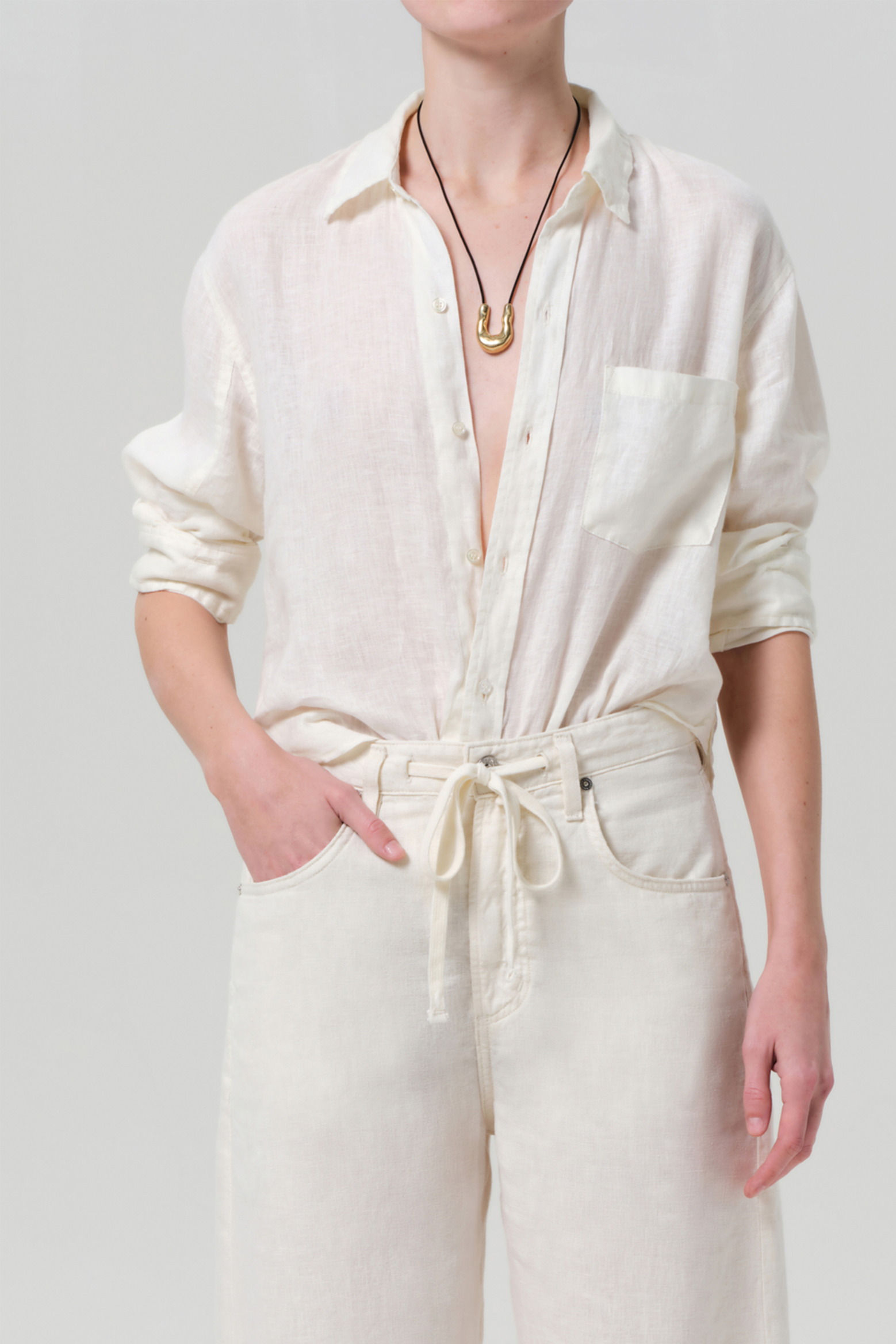 CITIZENS OF HUMANITY KAYLA SHRUNKEN SHIRT IN VANILLA | THE NEW TREND 