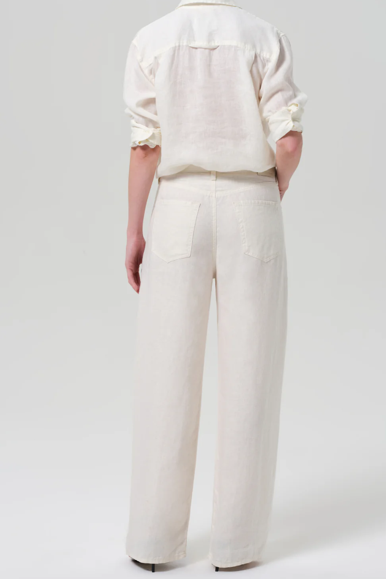 CITIZENS OF HUMANITY BRYNN DRAWSTRING LINEN TROUSER IN VANILLA | THE NEW TREND