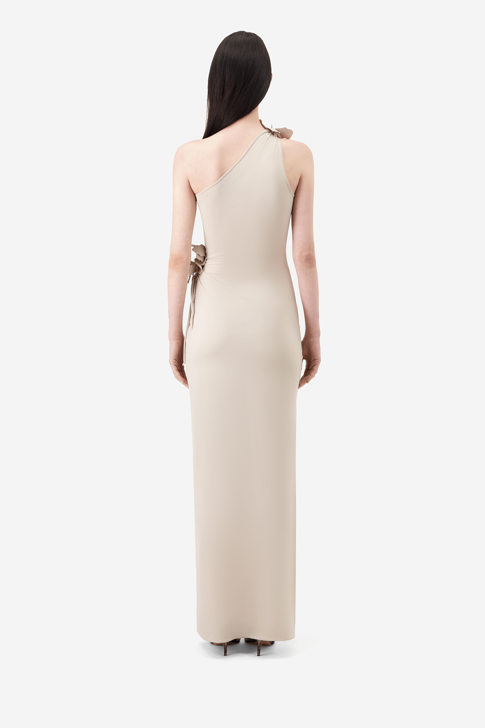 COPERNI ASYMMETRIC FLOWER GOWN IN BEIGE | THE NEW TREND
