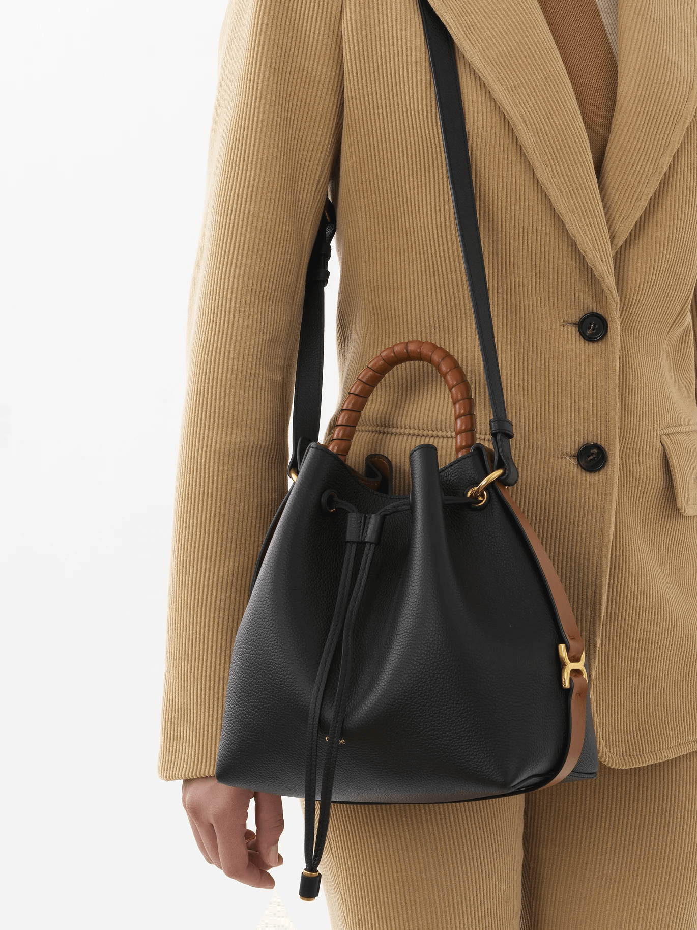 Chloé Marcie Bucket Bag in Black available at The New Trend Australia.