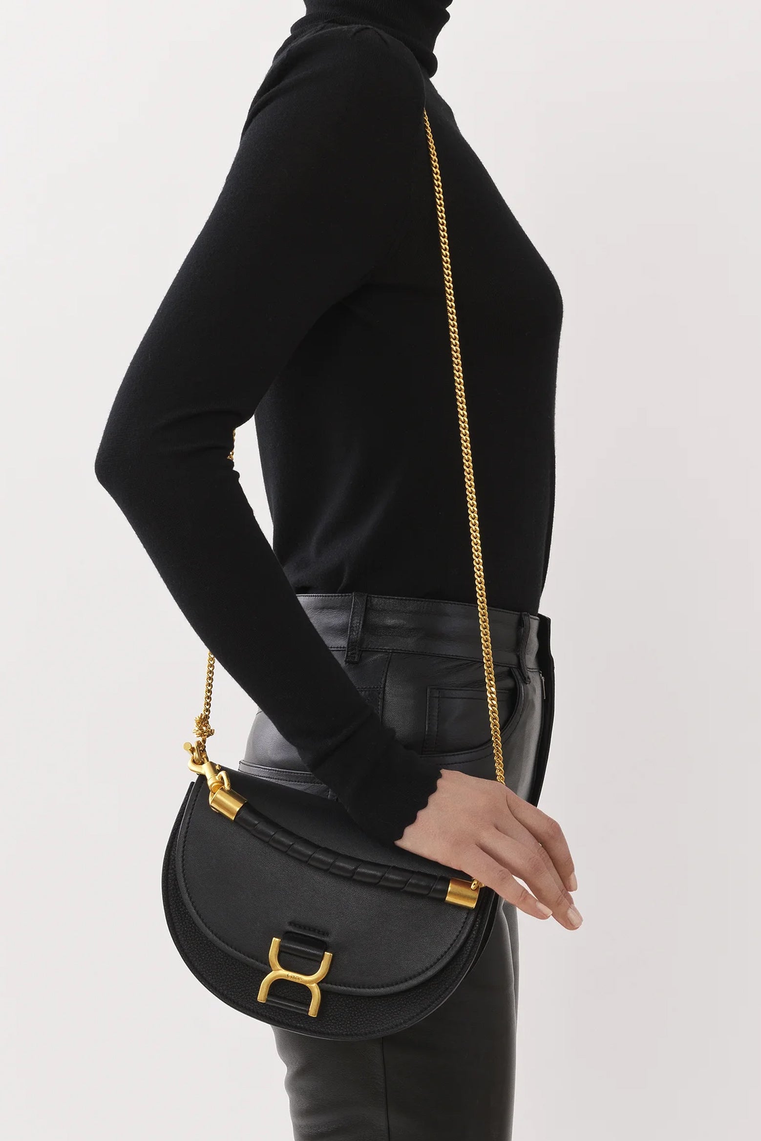 Chloé Marcie Chain Flap Bag in Black available at The New Trend Australia.