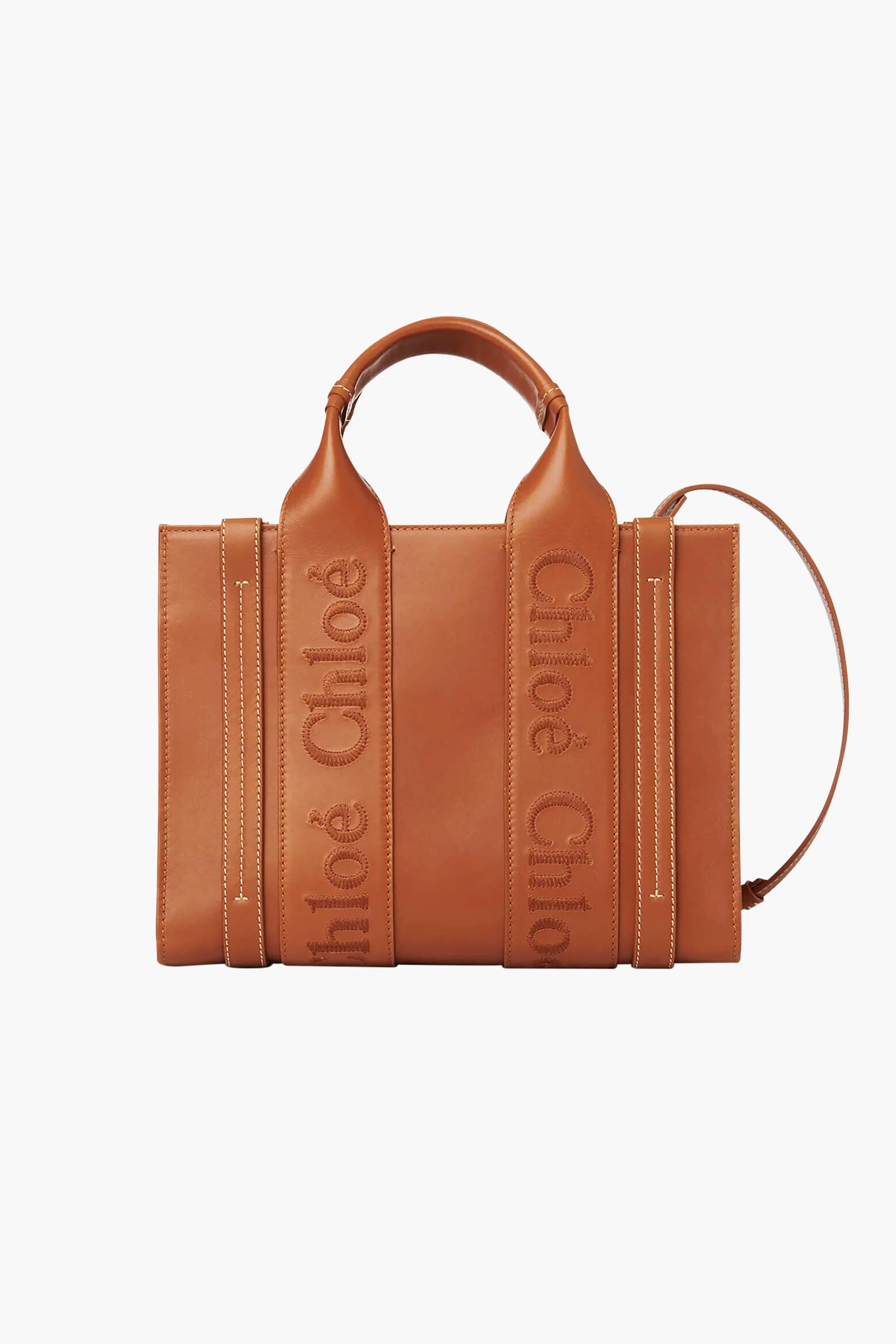 Chloe Small Woody Tote with Strap in Caramel from The New Trend