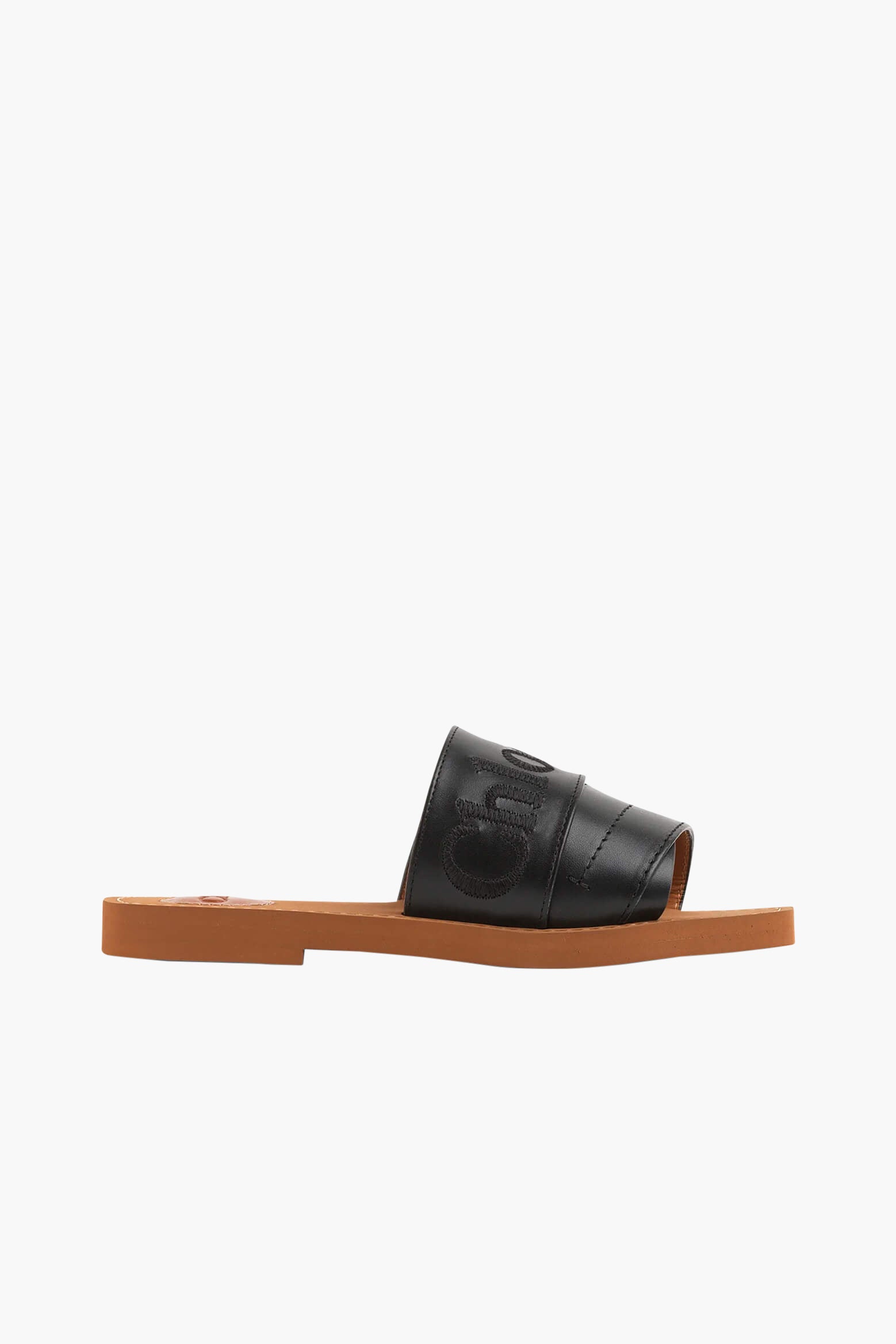 Chloe Woody Leather Slide in Black from The New Trend