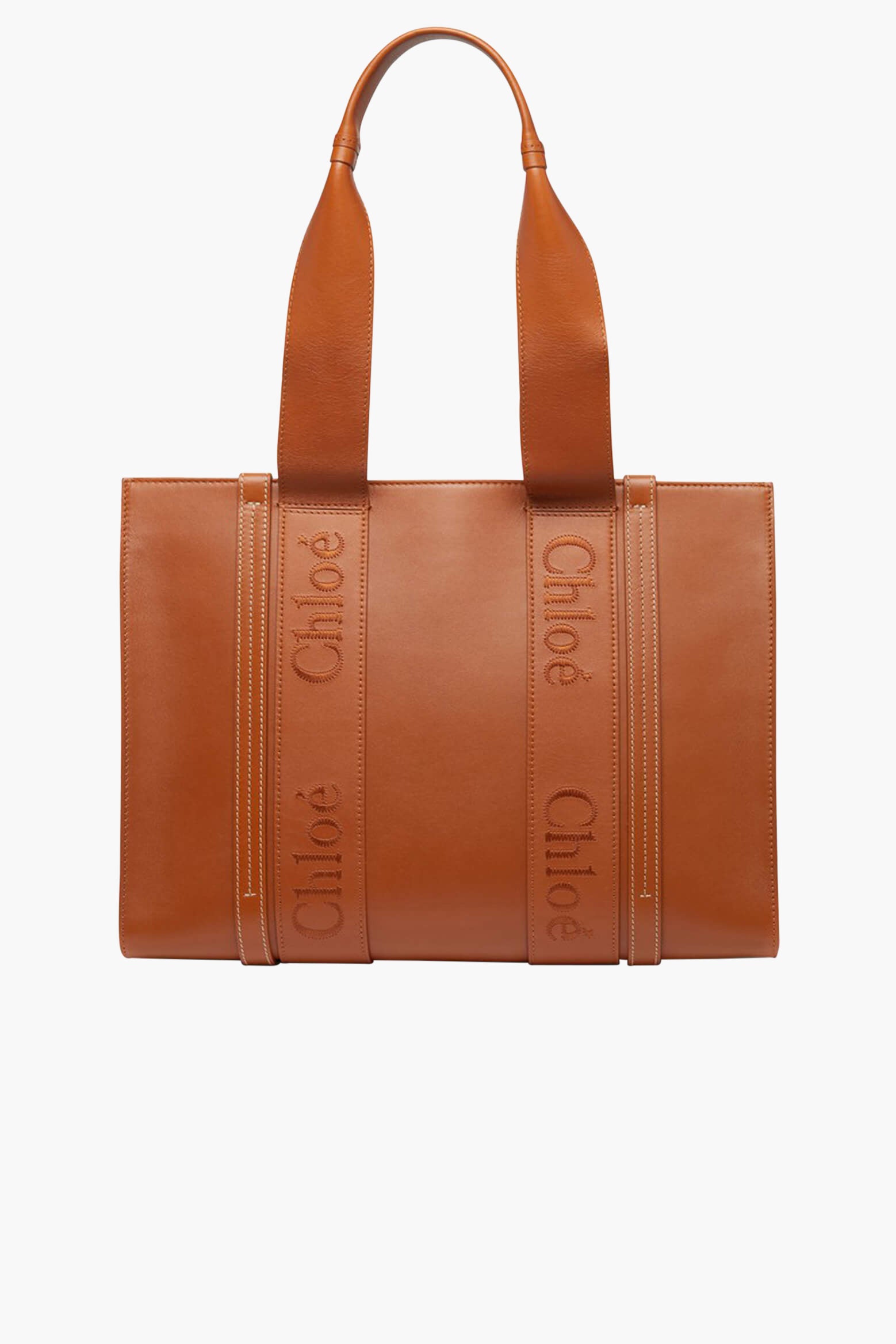 Chloé Woody Medium Leather Tote in Caramel available at The New Trend