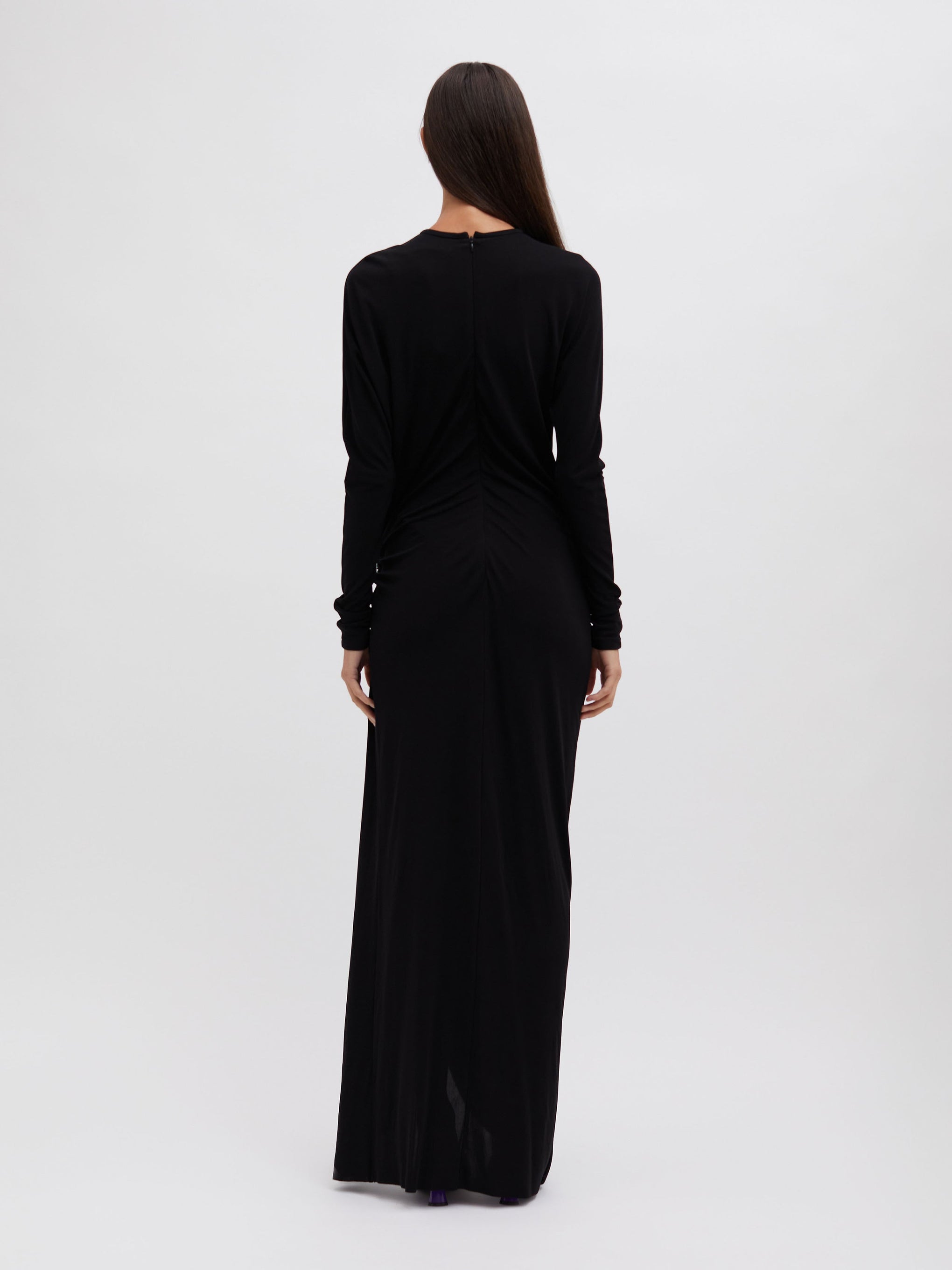 The Christopher Esber Helix Crystal Stone Long Sleeve Dress in Black available at The New Trend Australia
