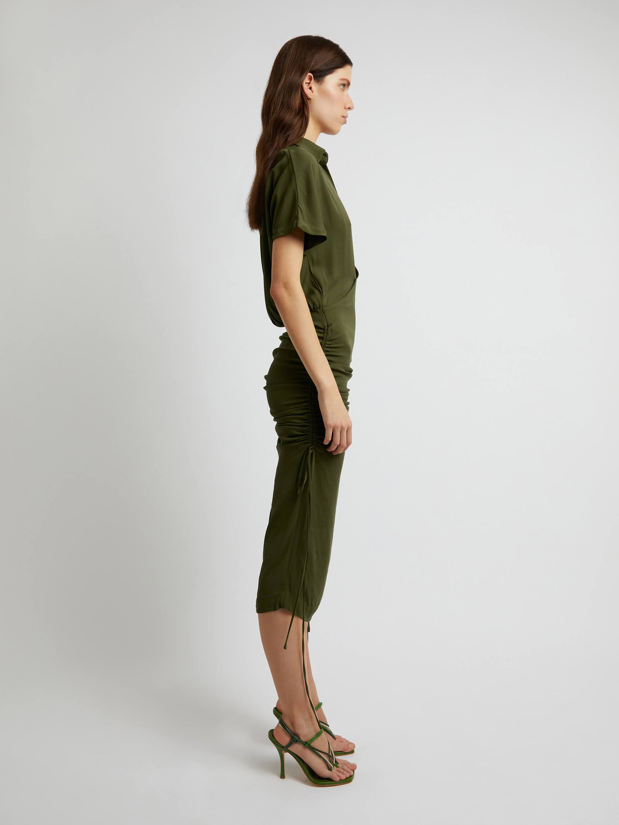 Christopher Esber Aulenti Column Shirt Dress in Moss available at TNT The New Trend.