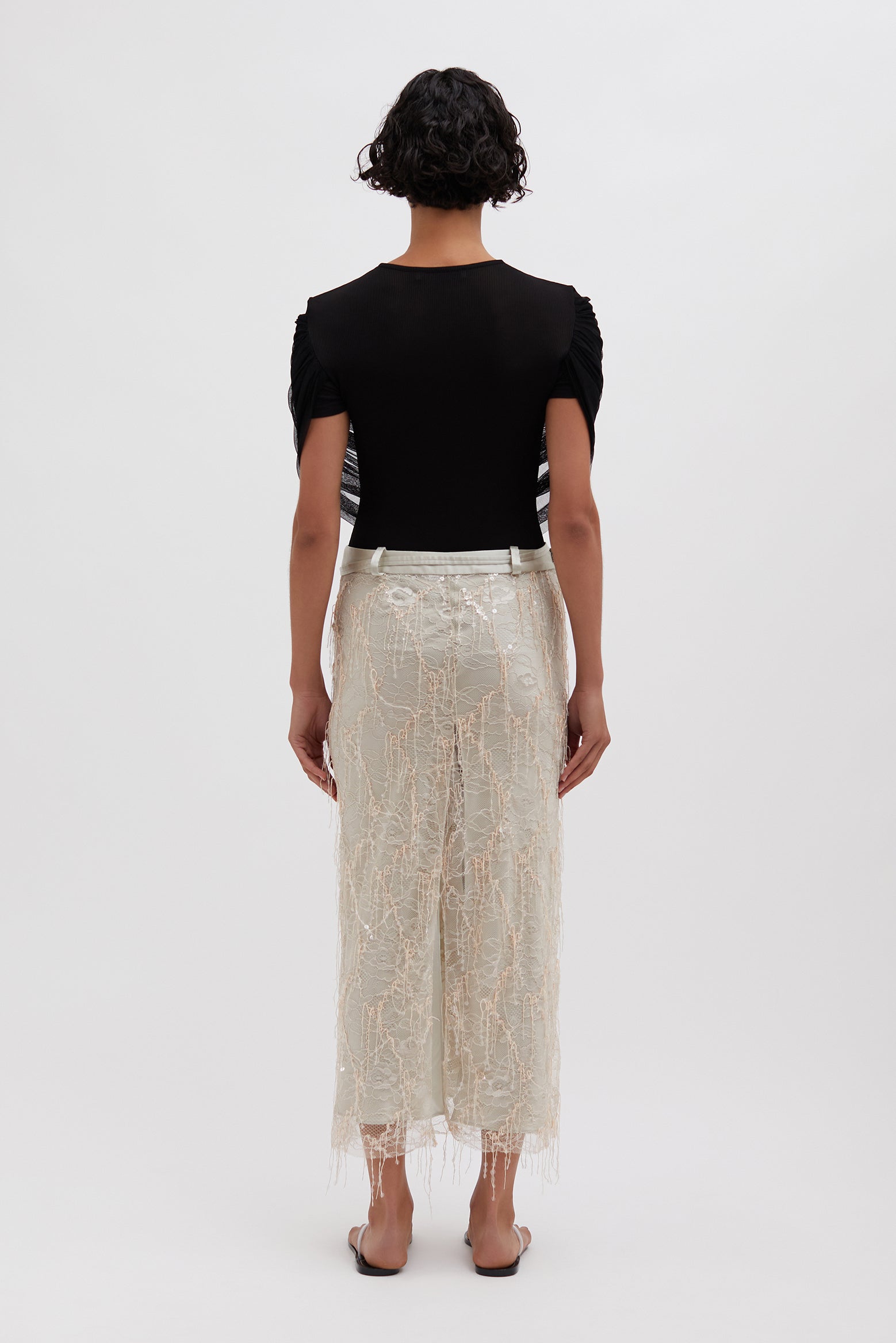 The Christopher Esber Beaded Ivy Lace Skirt in Balm available at The New Trend Australia