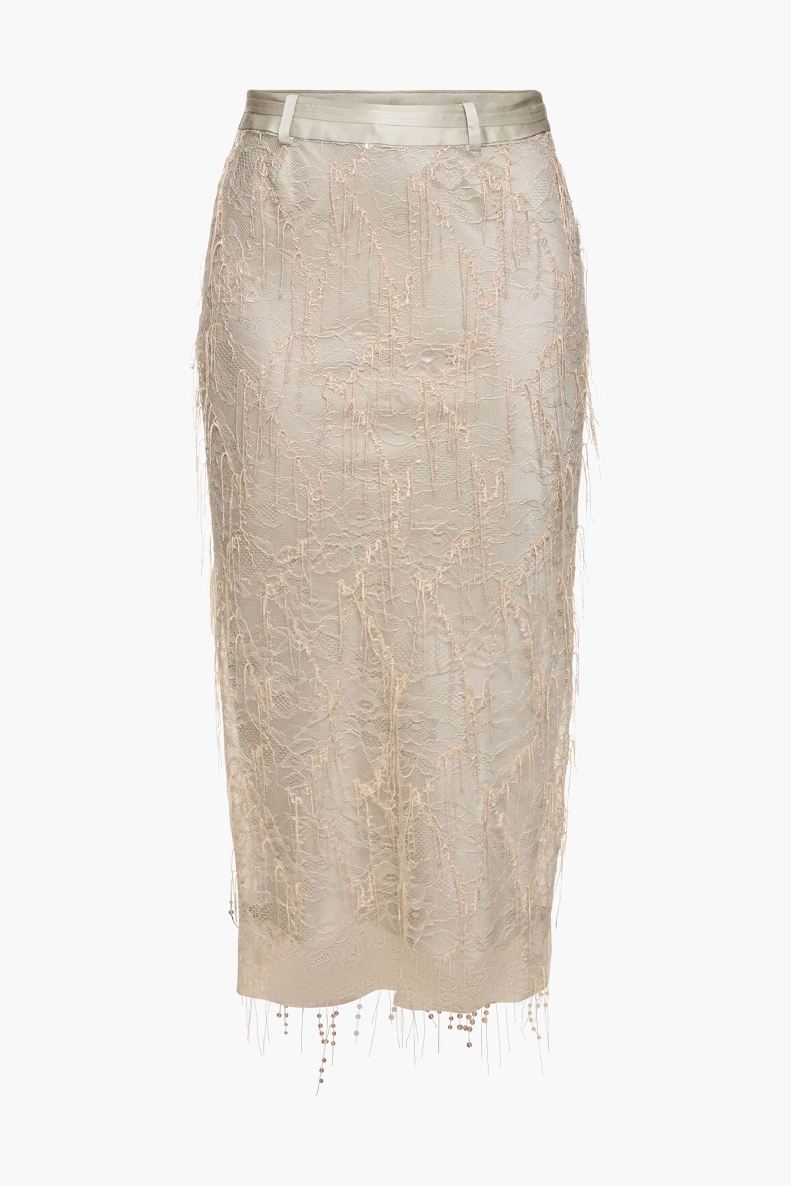 The Christopher Esber Beaded Ivy Lace Skirt in Balm available at The New Trend Australia