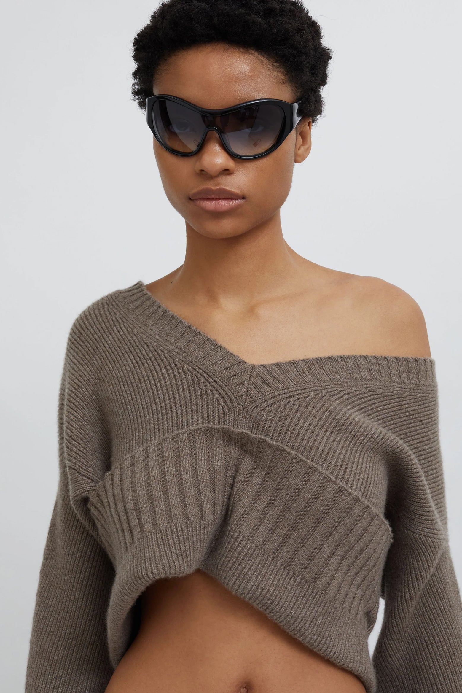 The Christopher Esber Cashmere Knit Shrug in Taupe available at The New Trend Australia