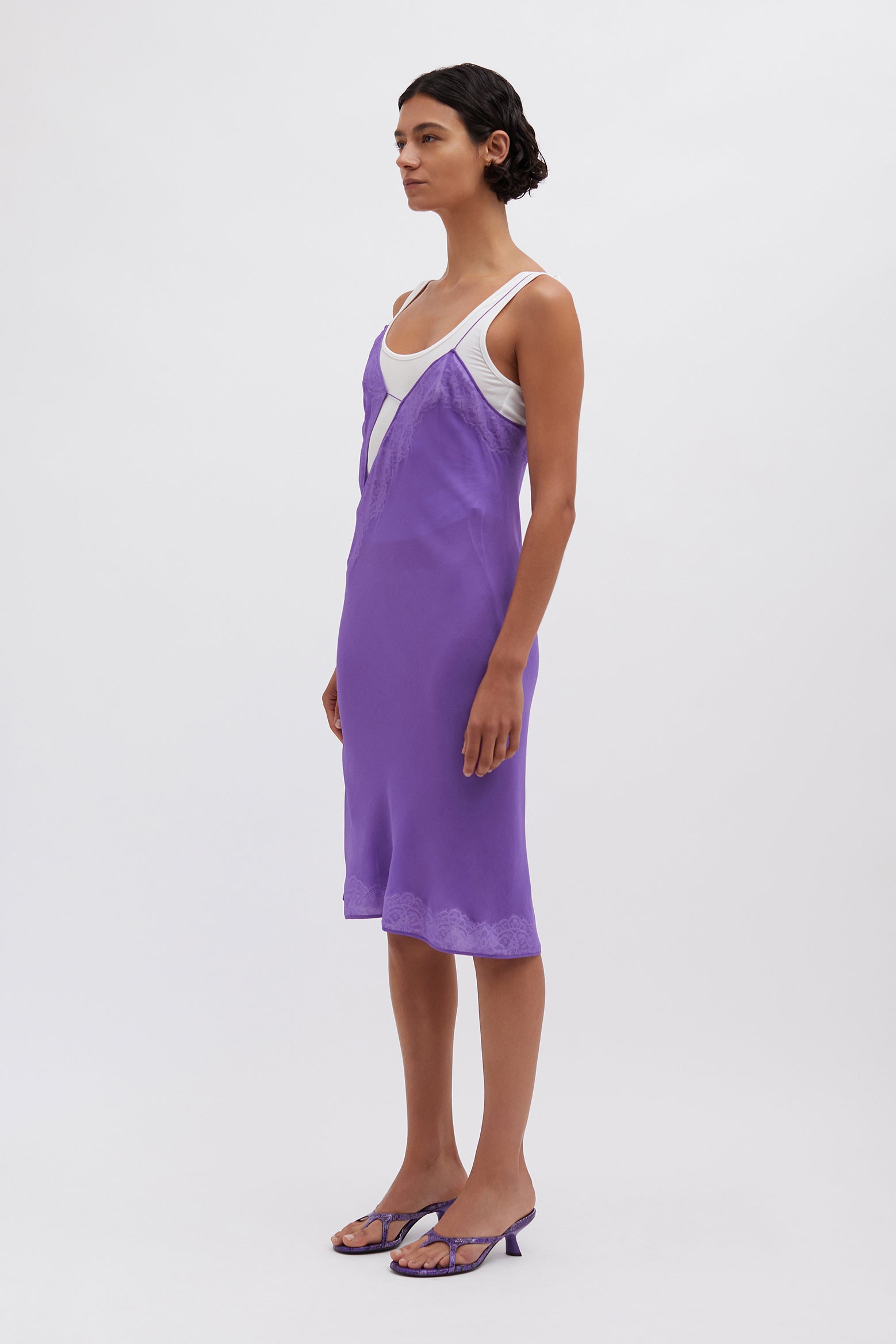 The Christopher Esber Encased Lace Cami Tank Dress in Grape and White available at The New Trend Australia