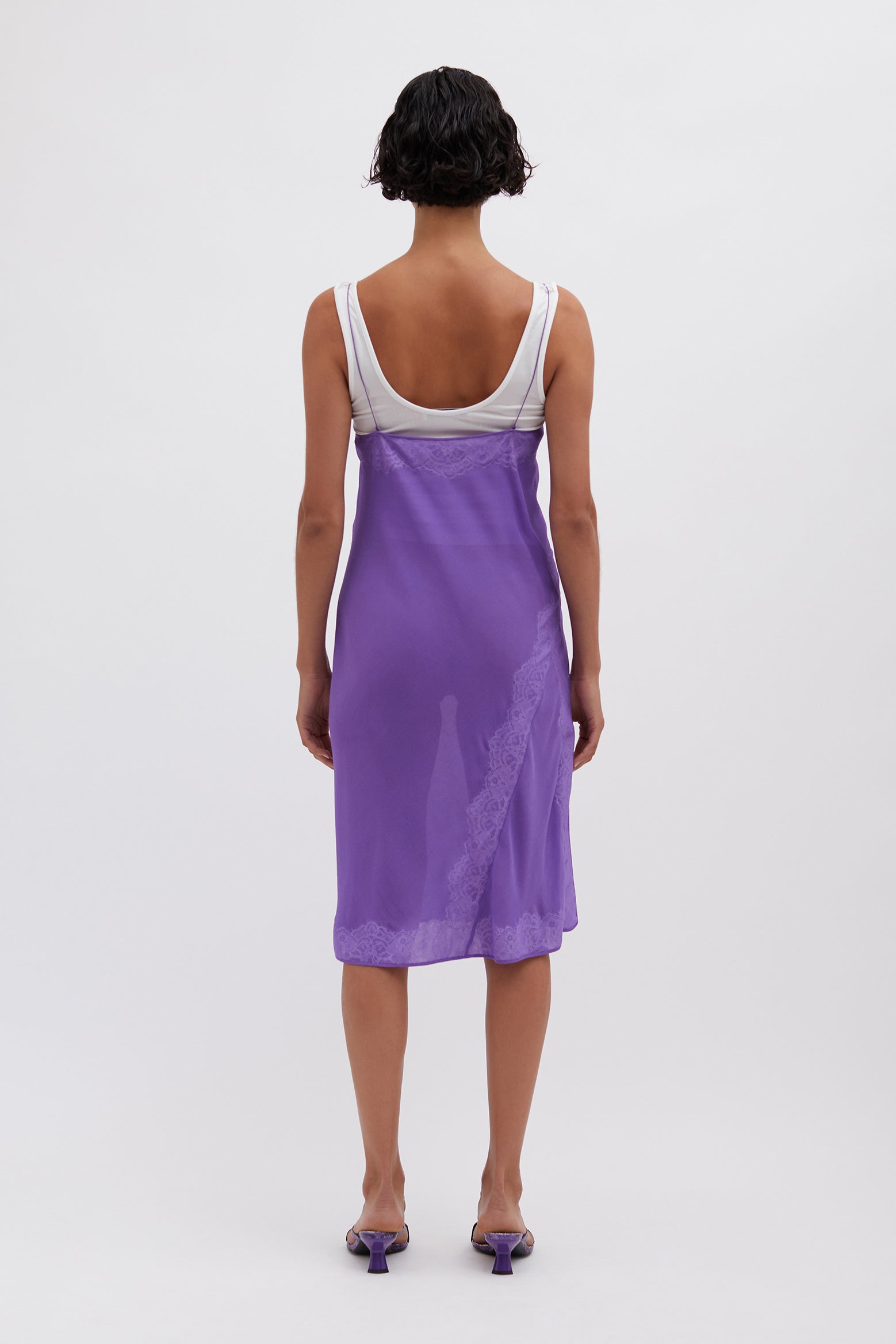 The Christopher Esber Encased Lace Cami Tank Dress in Grape and White available at The New Trend Australia