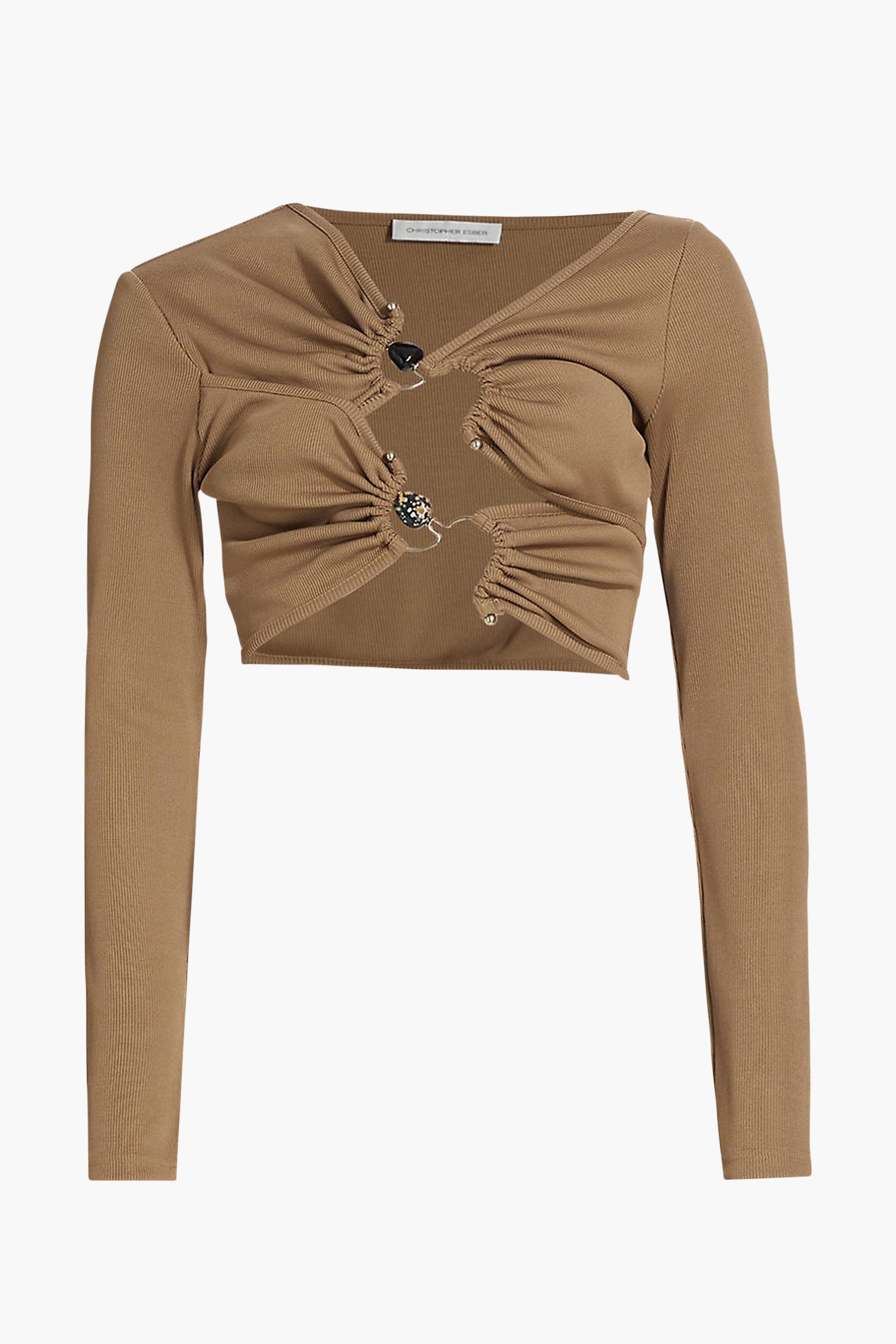 Christopher Esber Frequency Crystal Stone Multi Gather Top in Tannin available at TNT The New Trend Australia.