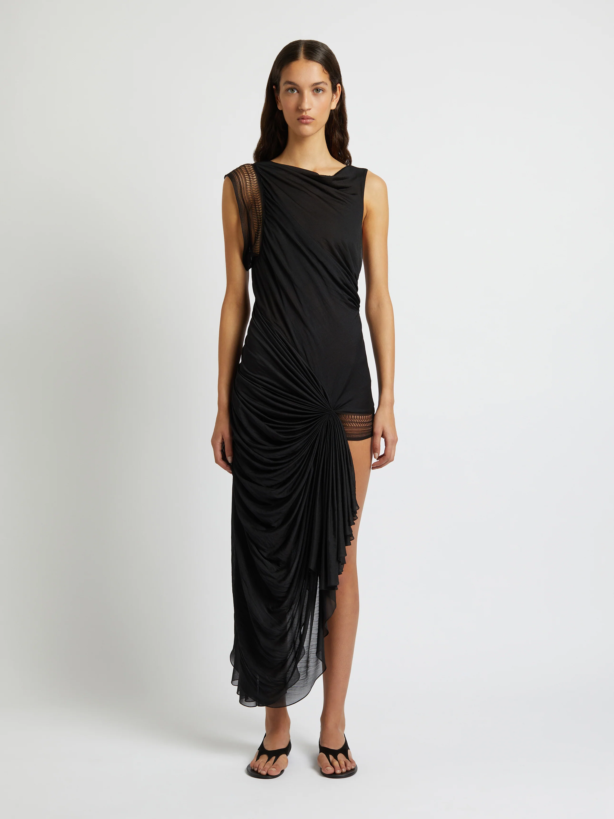 Christopher Esber Galathea Asymmetric long Dress in Black available at The New Trend Australia.