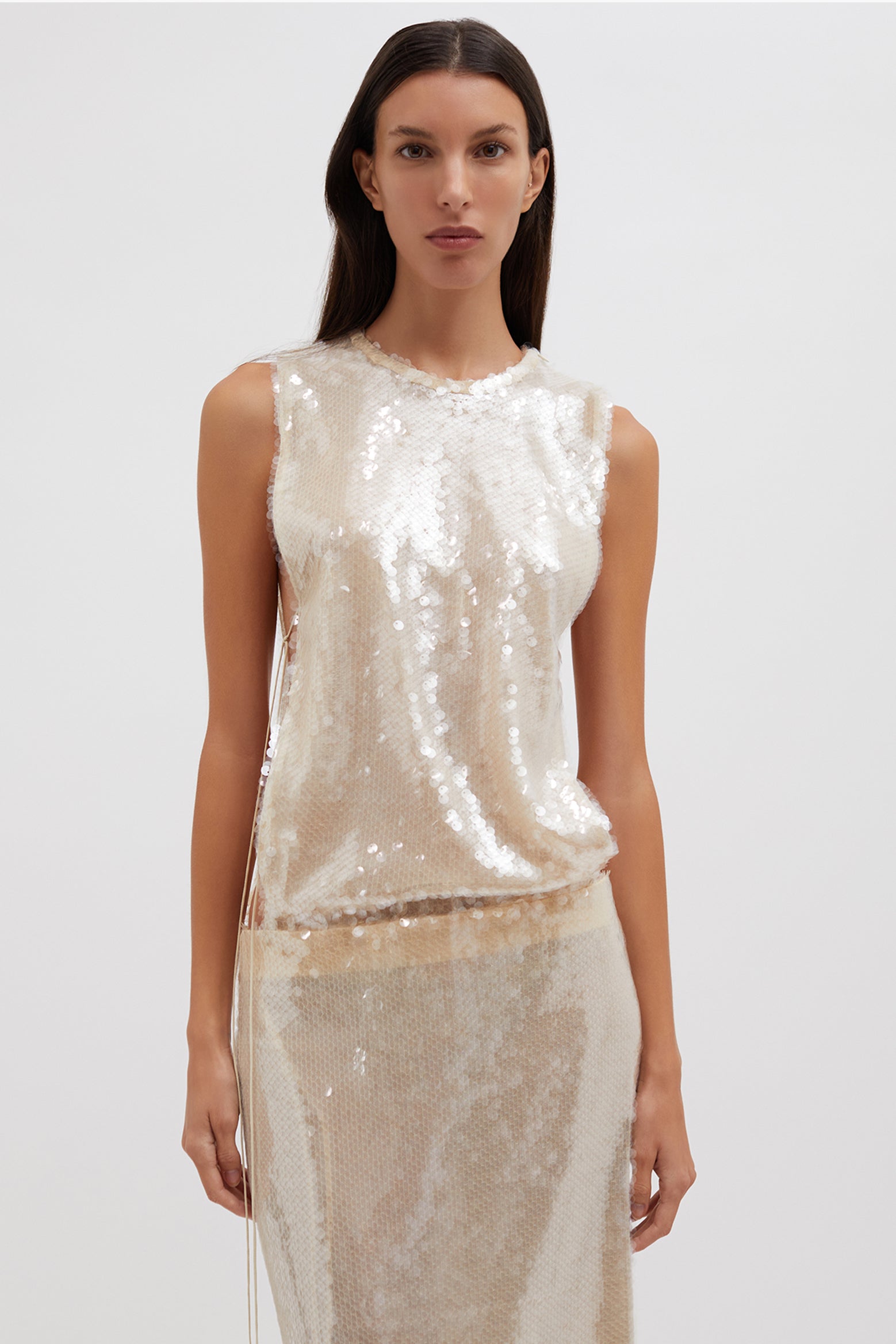 Christopher Esber Lucent Sequin Gown in Ivory from The New Trend