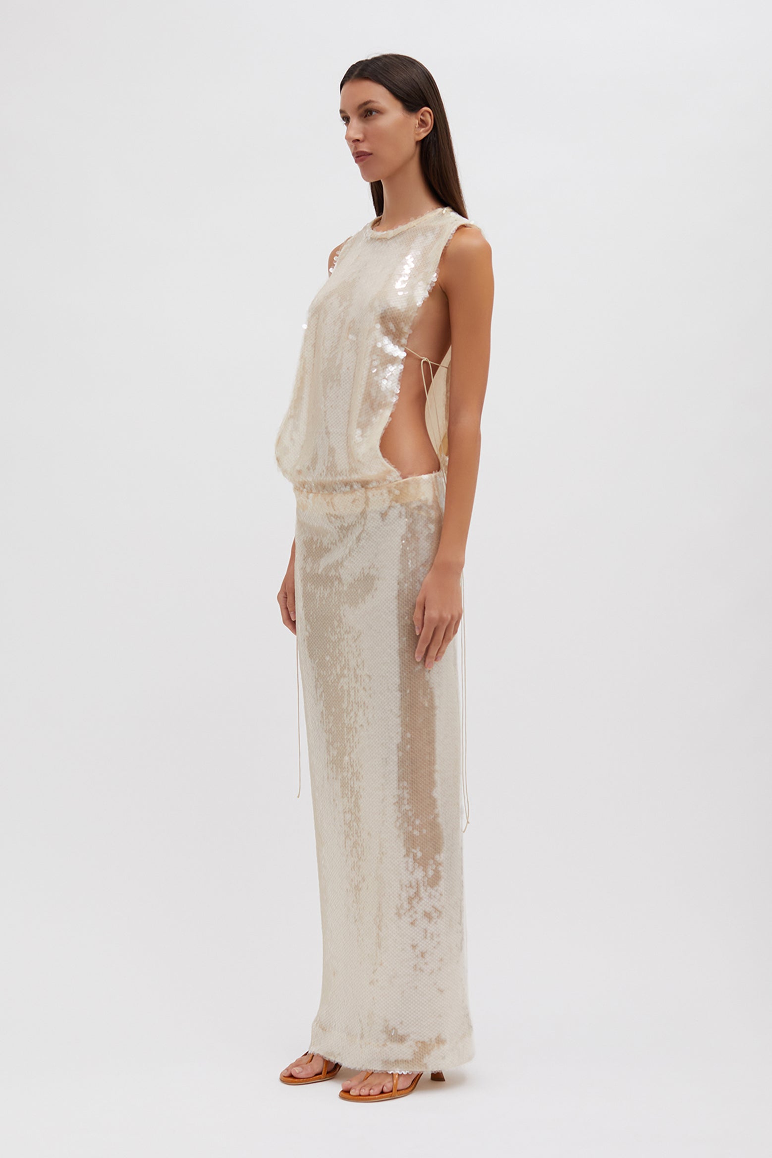 Christopher Esber Lucent Sequin Gown in Ivory from The New Trend