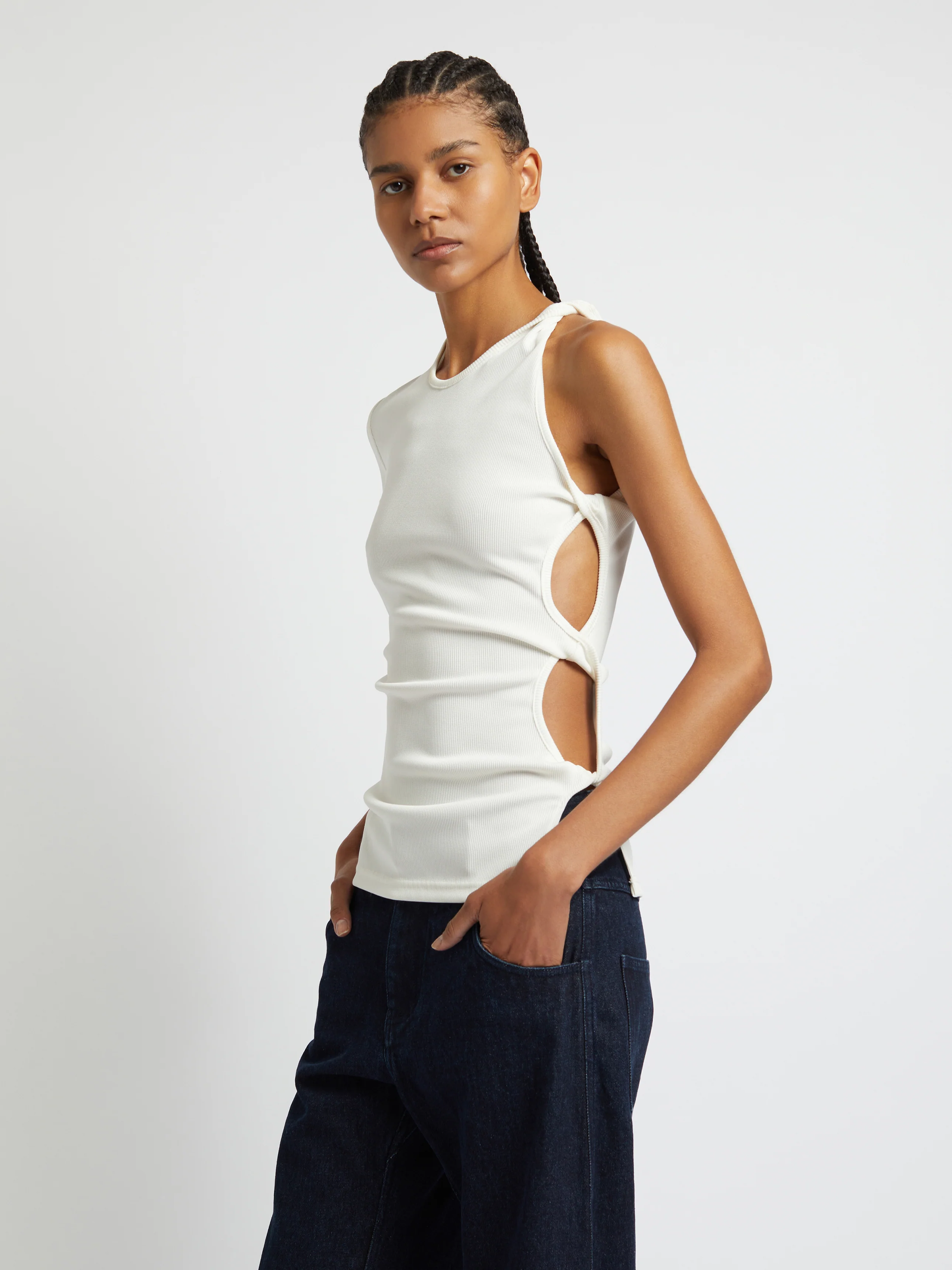 Christopher Esber Open Twist Side Tee in White available at The New Trend Australia.