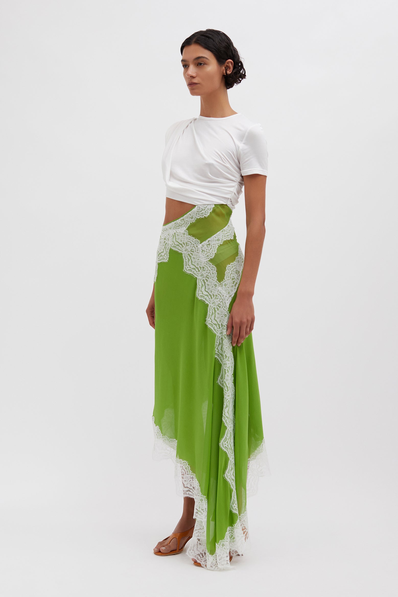 The Christopher Esber Verve Twisted Tee Dress in Verde White available at The New Trend Australia