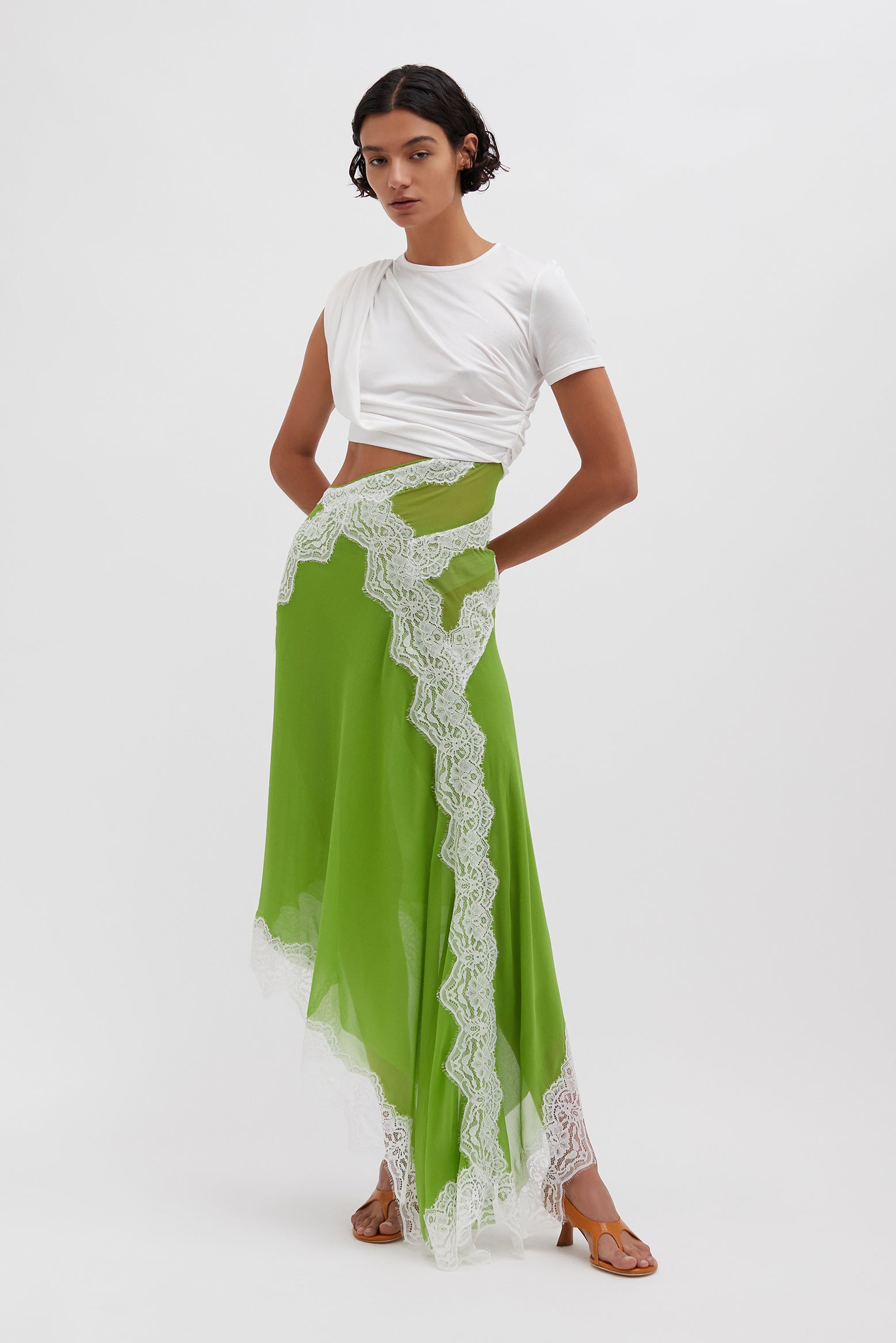 The Christopher Esber Verve Twisted Tee Dress in Verde White available at The New Trend Australia