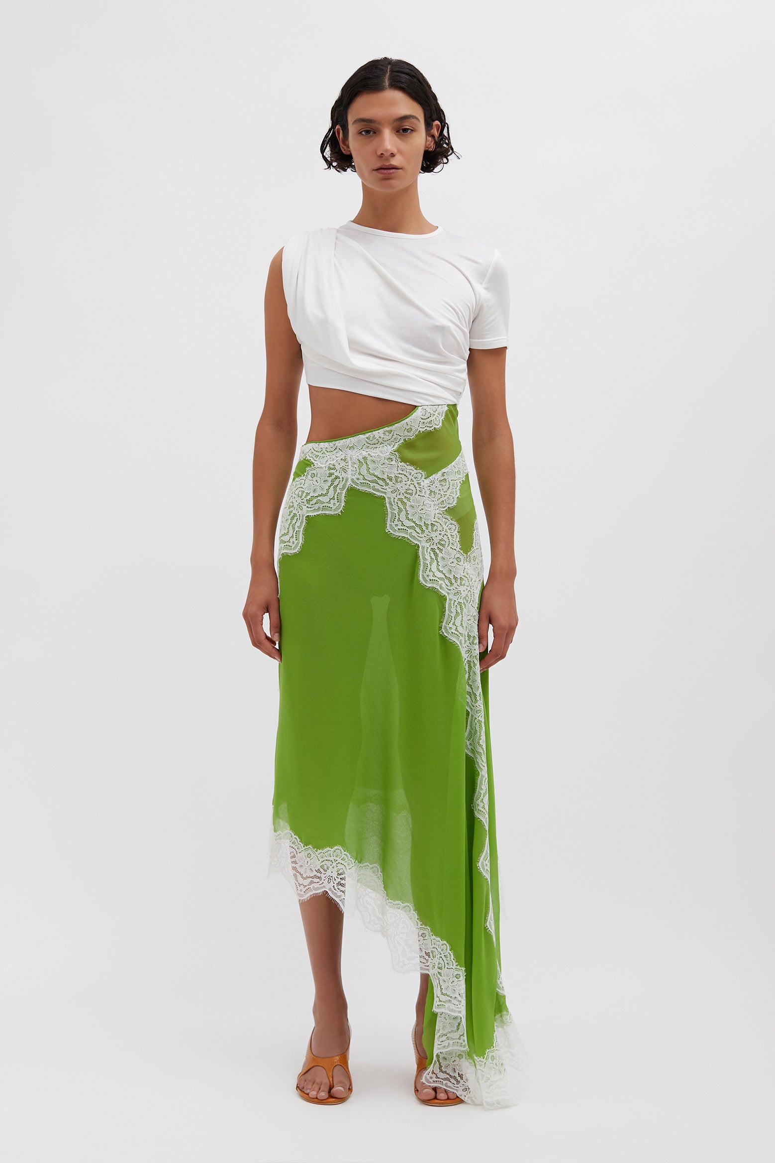 The Christopher Esber Verve Twisted Tee Dress in Verde White available at The New Trend Australia