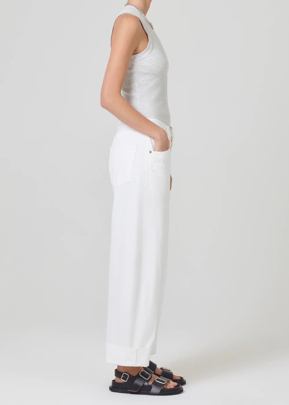Citizens Of Humanity Ayla Baggy Cuffed Crop Jean in Serene White available at The New Trend Australia.