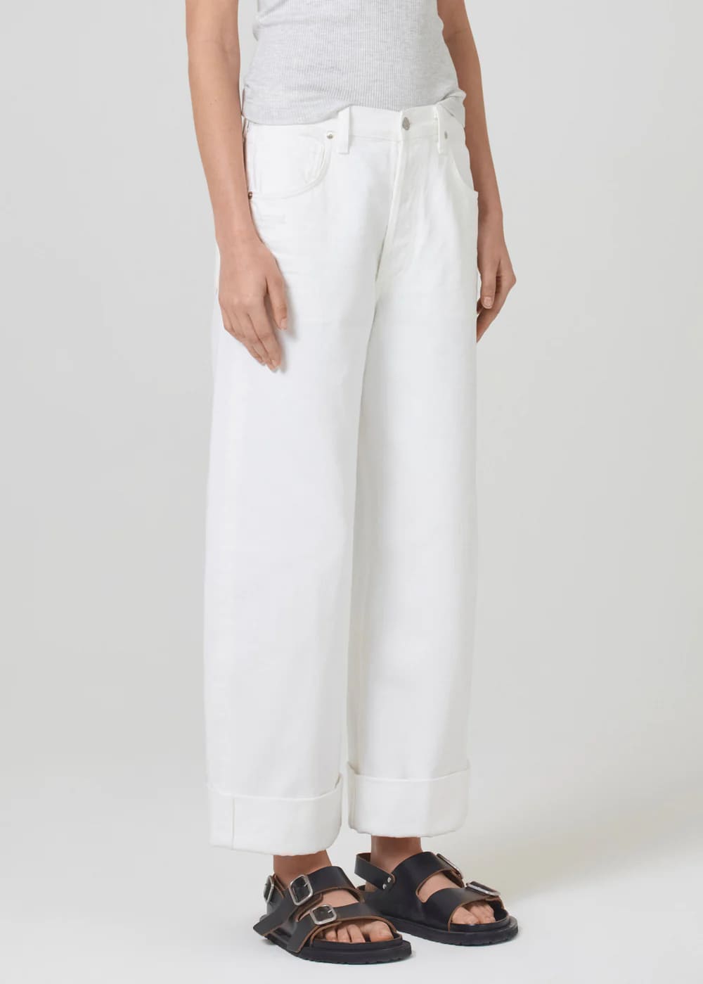 Citizens Of Humanity Ayla Baggy Cuffed Crop Jean in Serene White available at The New Trend Australia.