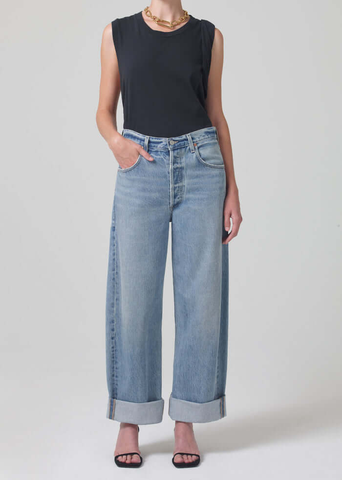 Citizens Of Humanity Ayla Baggy Cuffed Crop Jean in Skylights available at TNT The New Trend Australia.