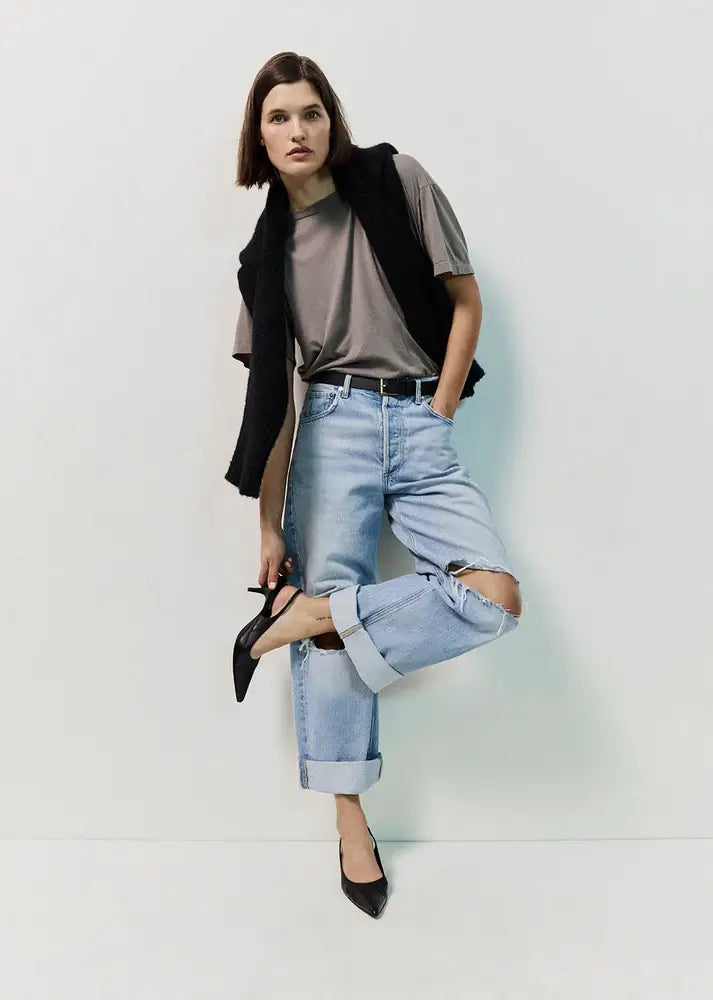  The Citizens of Humanity Ayla Baggy Cuffed Crop Jean in Pagoda is available at The New Trend