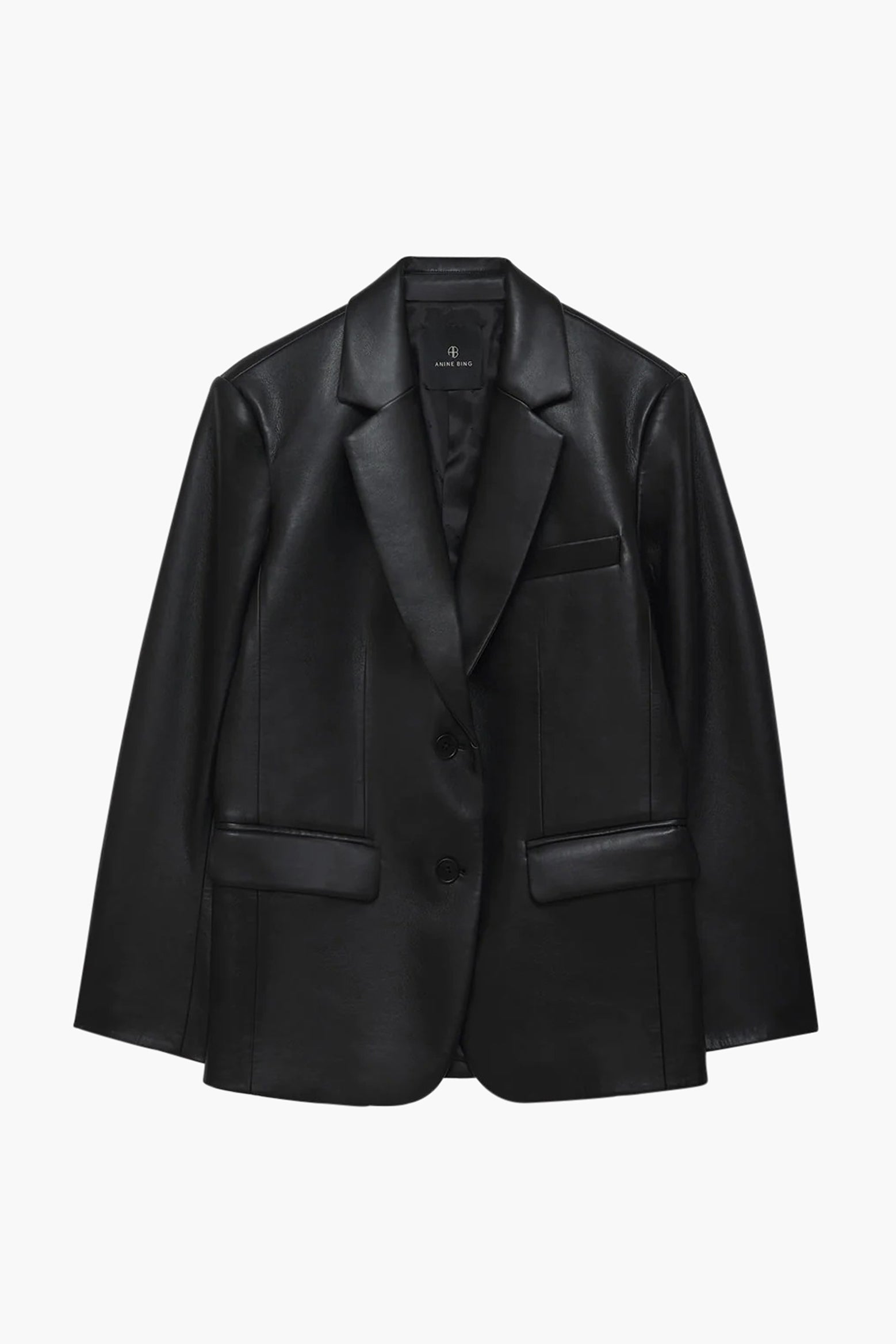 ANINE BING Classic Blazer Black Recycled Leather available at TNT The New Trend Australia.